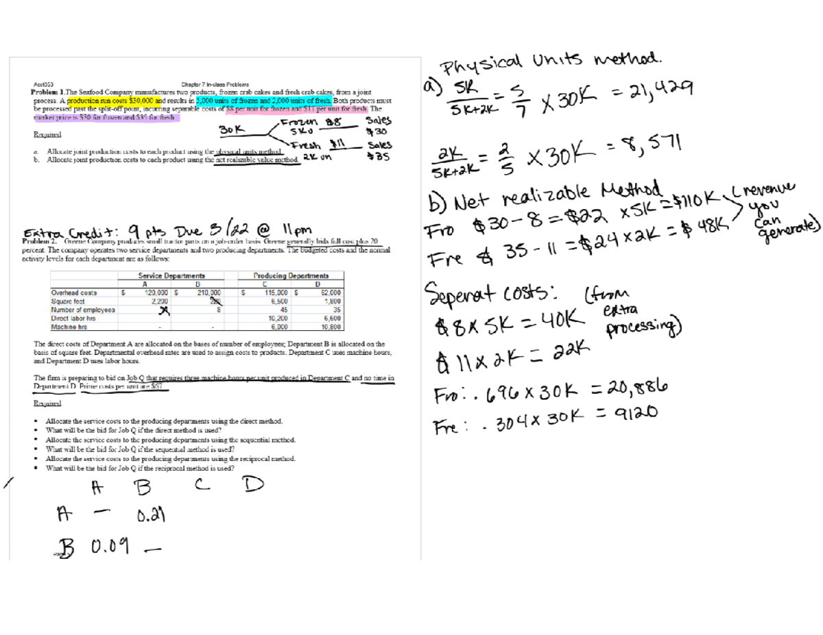 Ch.7 In Class Open Ended Problems #1-2 - ACCT 353 - Studocu