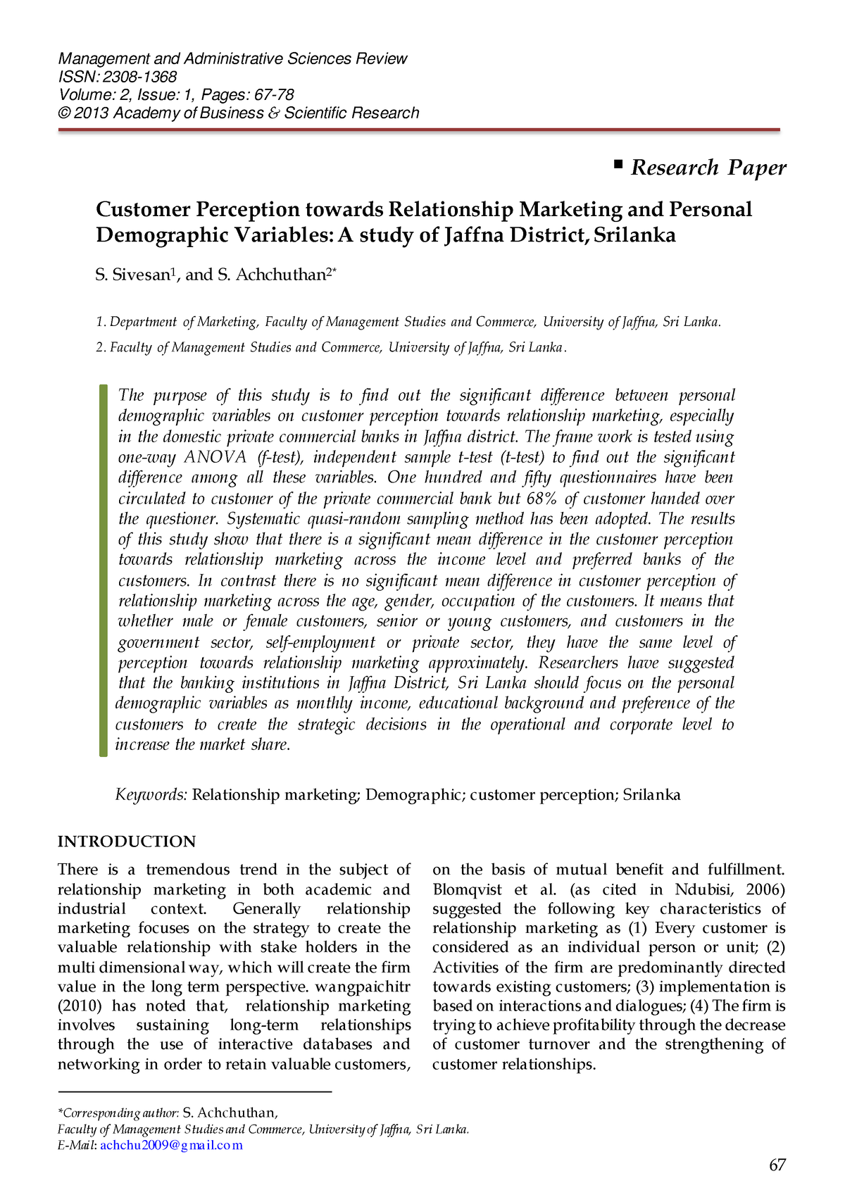 literature review on customer perception pdf