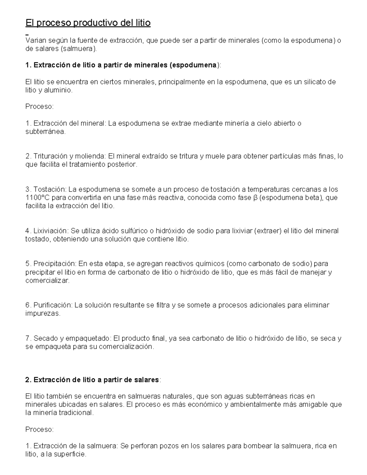 Litio - Bddjdfbfbffbf - El proceso productivo del litio Varian según la ...