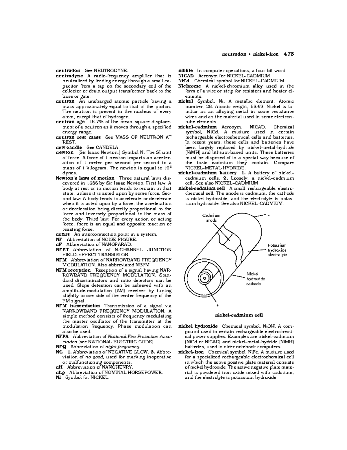 Dictionary of Electronics164 nibble In computer operations, a four