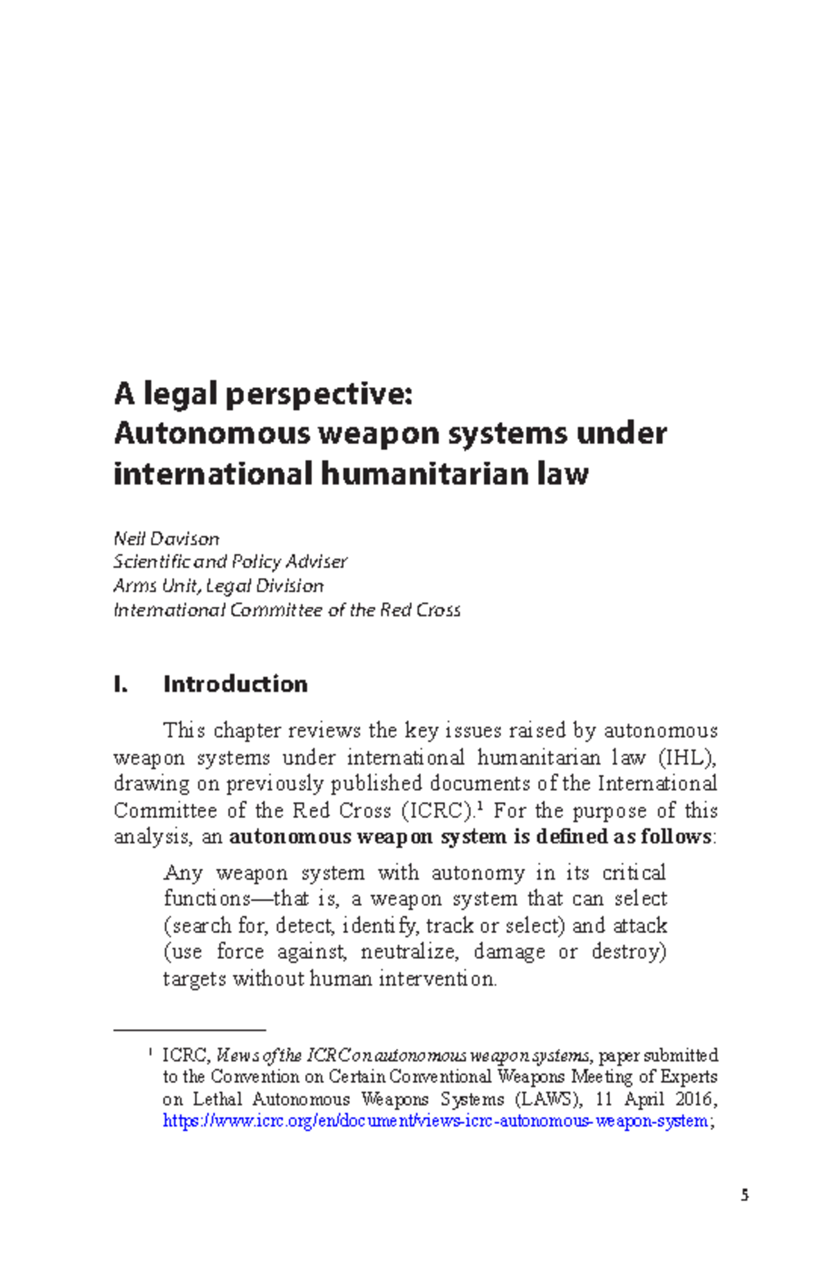 Autonomous Weapon Systems Under International Humanitarian Law A Legal Perspective Autonomous 2810