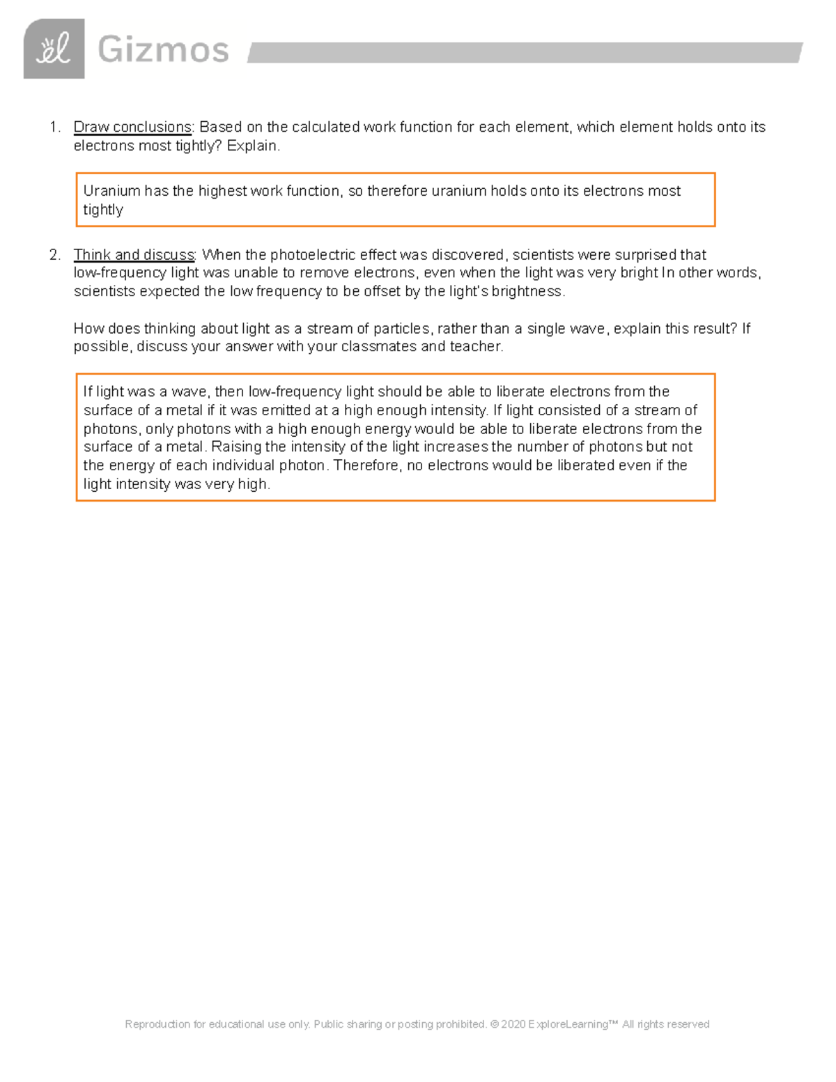 Copy of Copy of Gizmo Photoelectric Effect SE 5 1. Draw conclusions