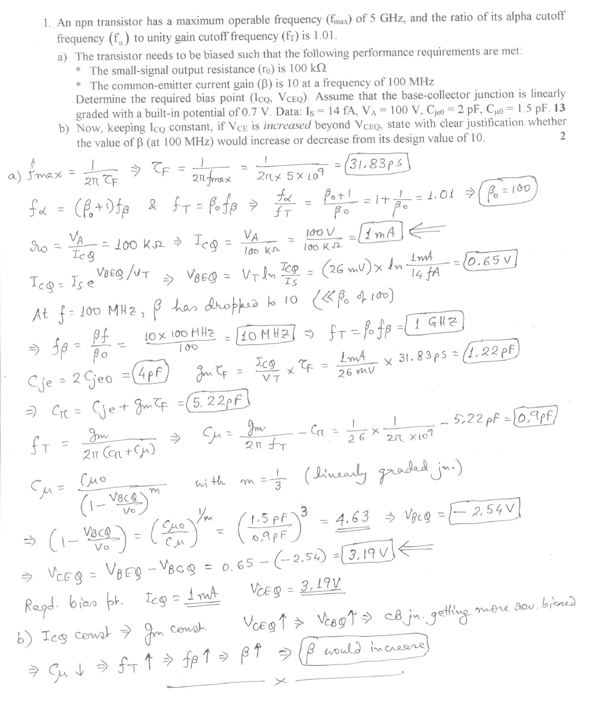 Midterm exam 24 February 2015, questions - lrlAn npn transistor has a ...