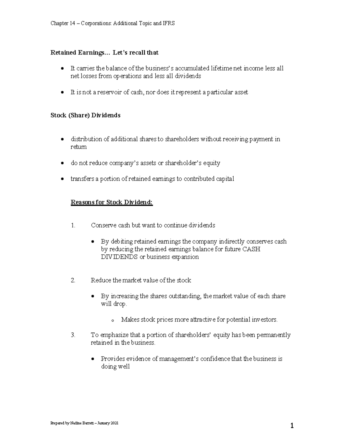 Chapter 14 - Lecture Notes - Prepared by Nadine Barrett – January 2021 ...