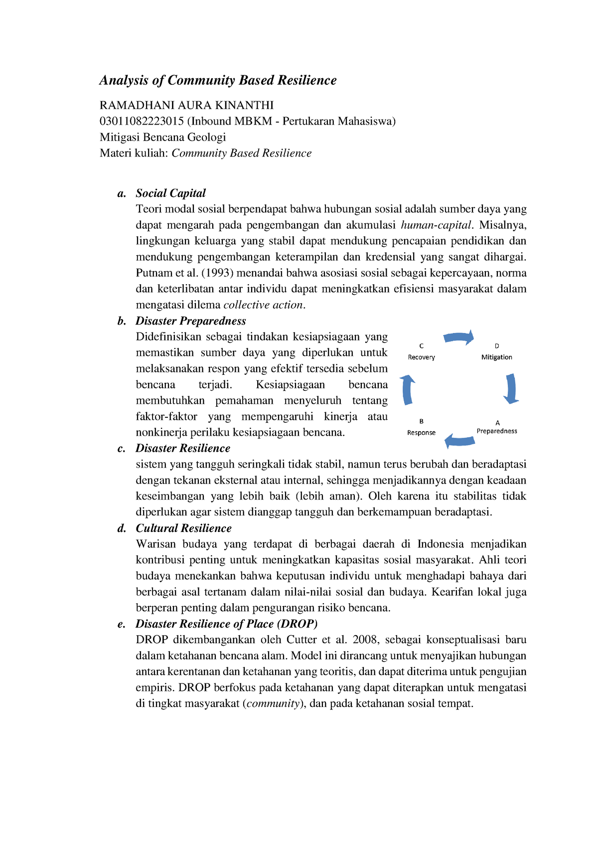 Analysis Of Community Based Resilience - Analysis Of Community Based ...