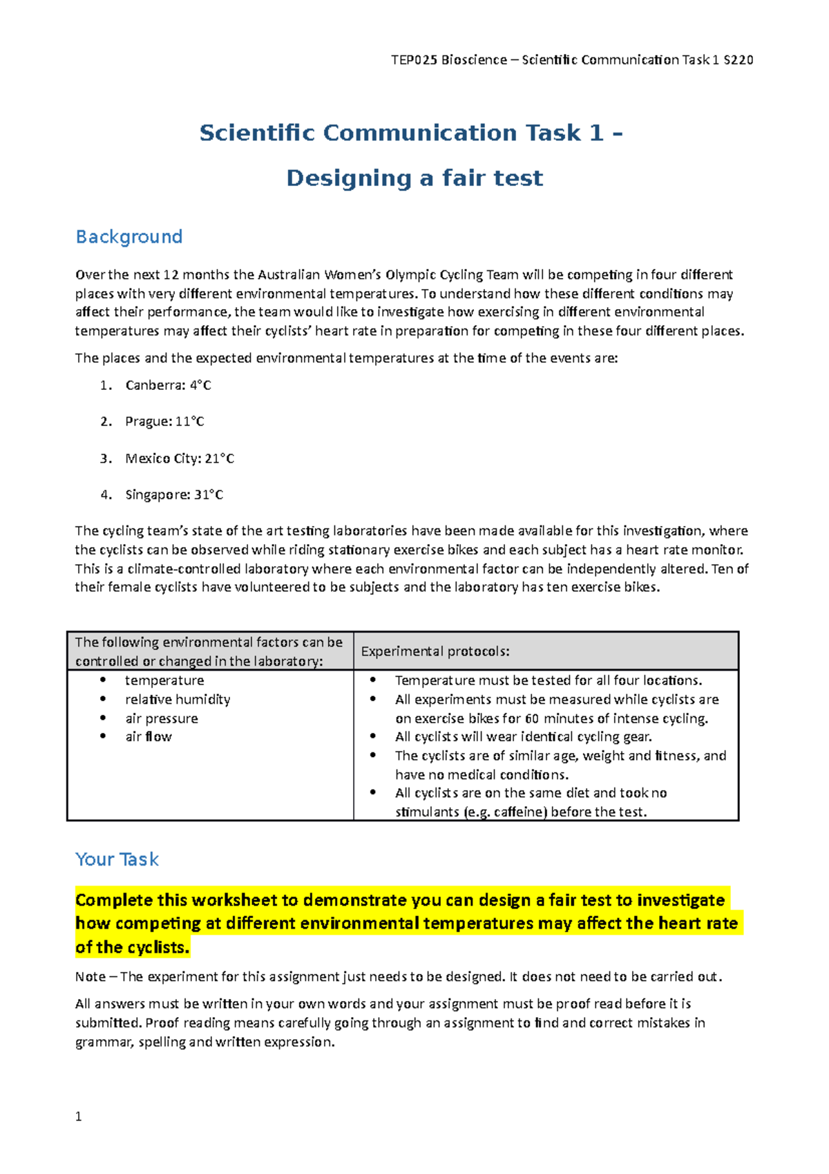 science based communication assignment