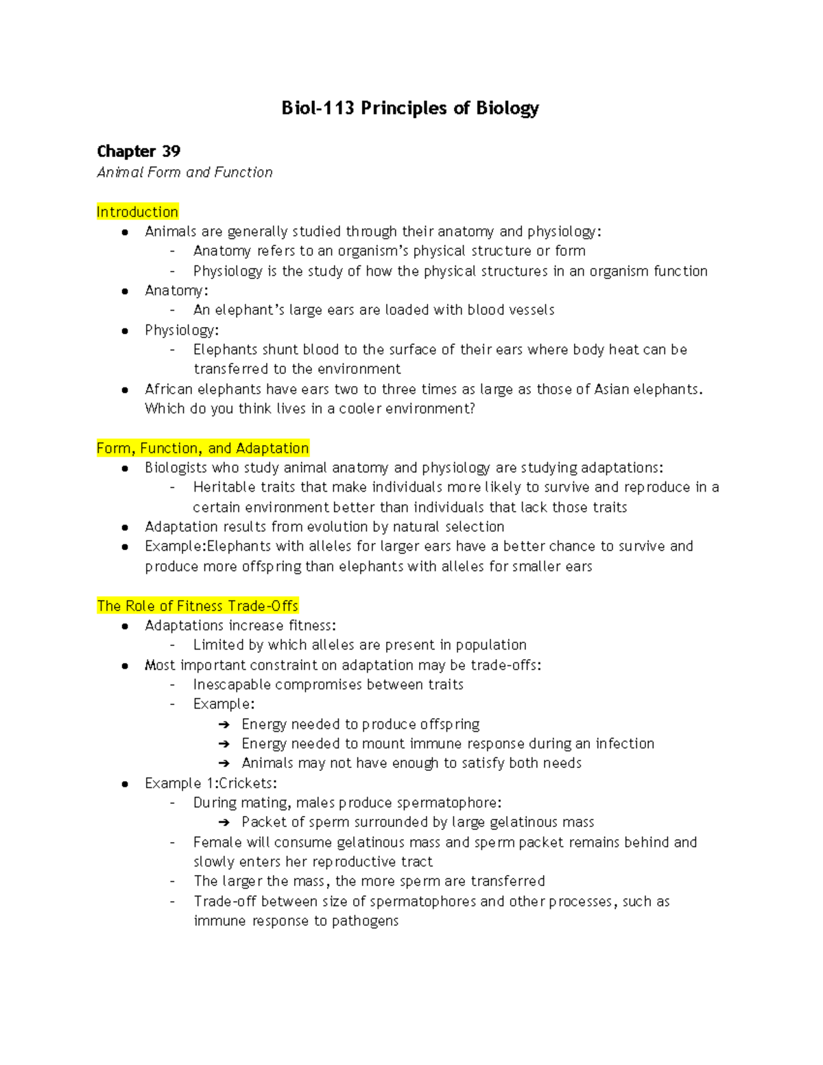 Biol-113 Principles of Biology Chapter 39 - Biol-113 Principles of ...