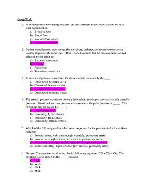 Hemodynamic Assessment Parameters notes 2 - if CO increases during ...