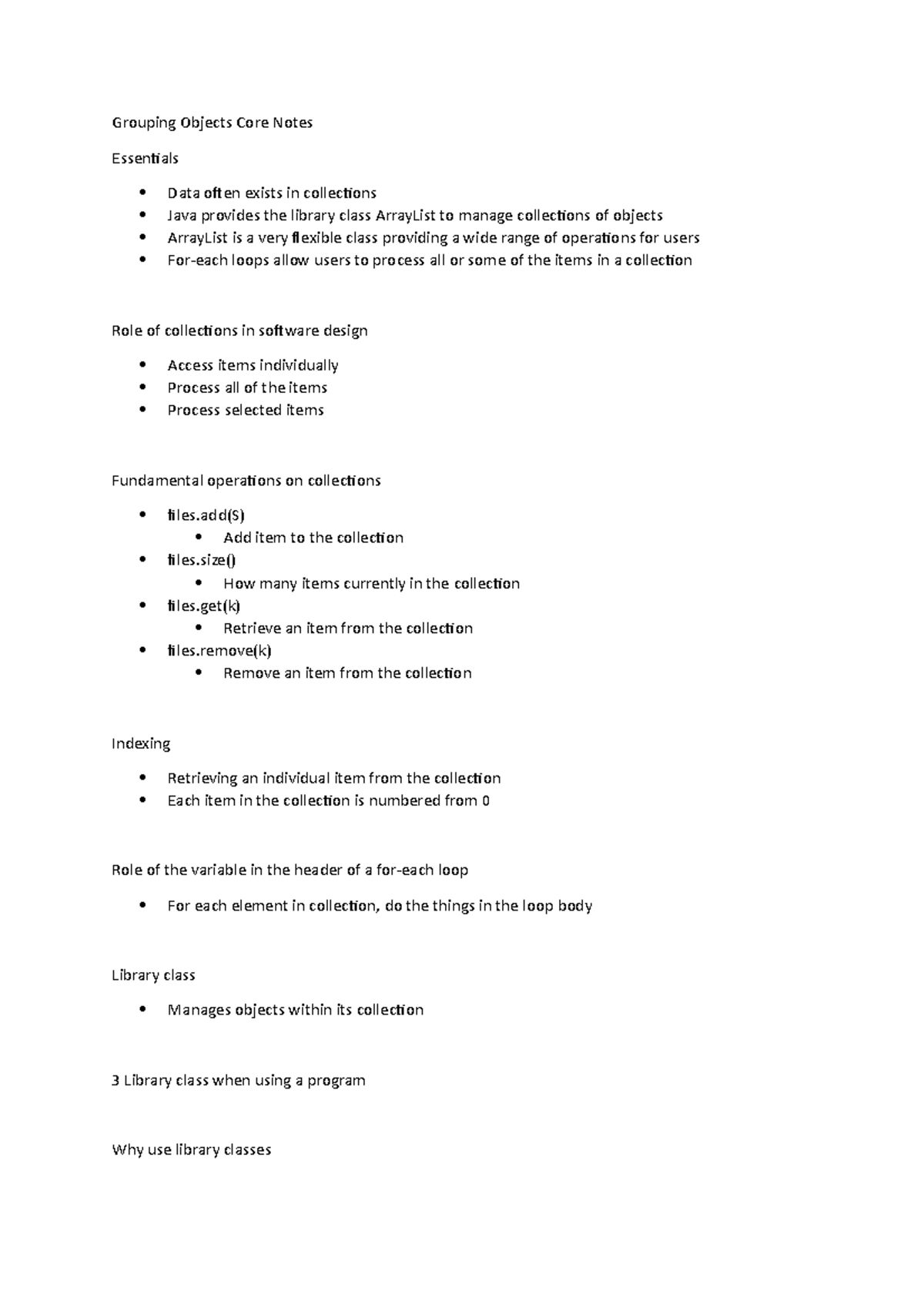 Grouping Objects Core Notes (Week 4) - Grouping Objects Core Notes ...