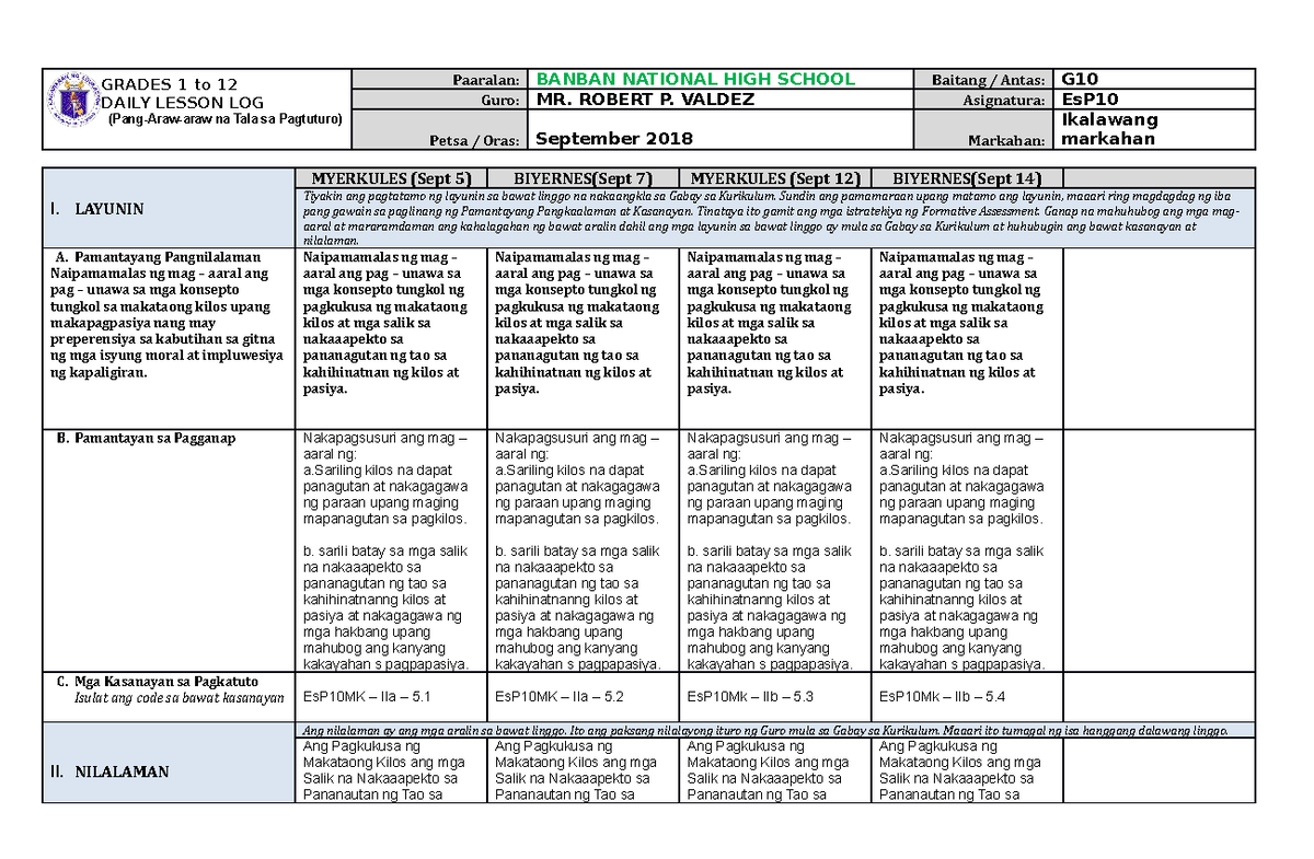 Es P - a course on values integration in every day teaching - GRADES 1 ...