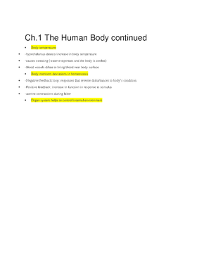Chapter 1 The human body - Ch. 1 The Human Body Anatomy: the study of ...