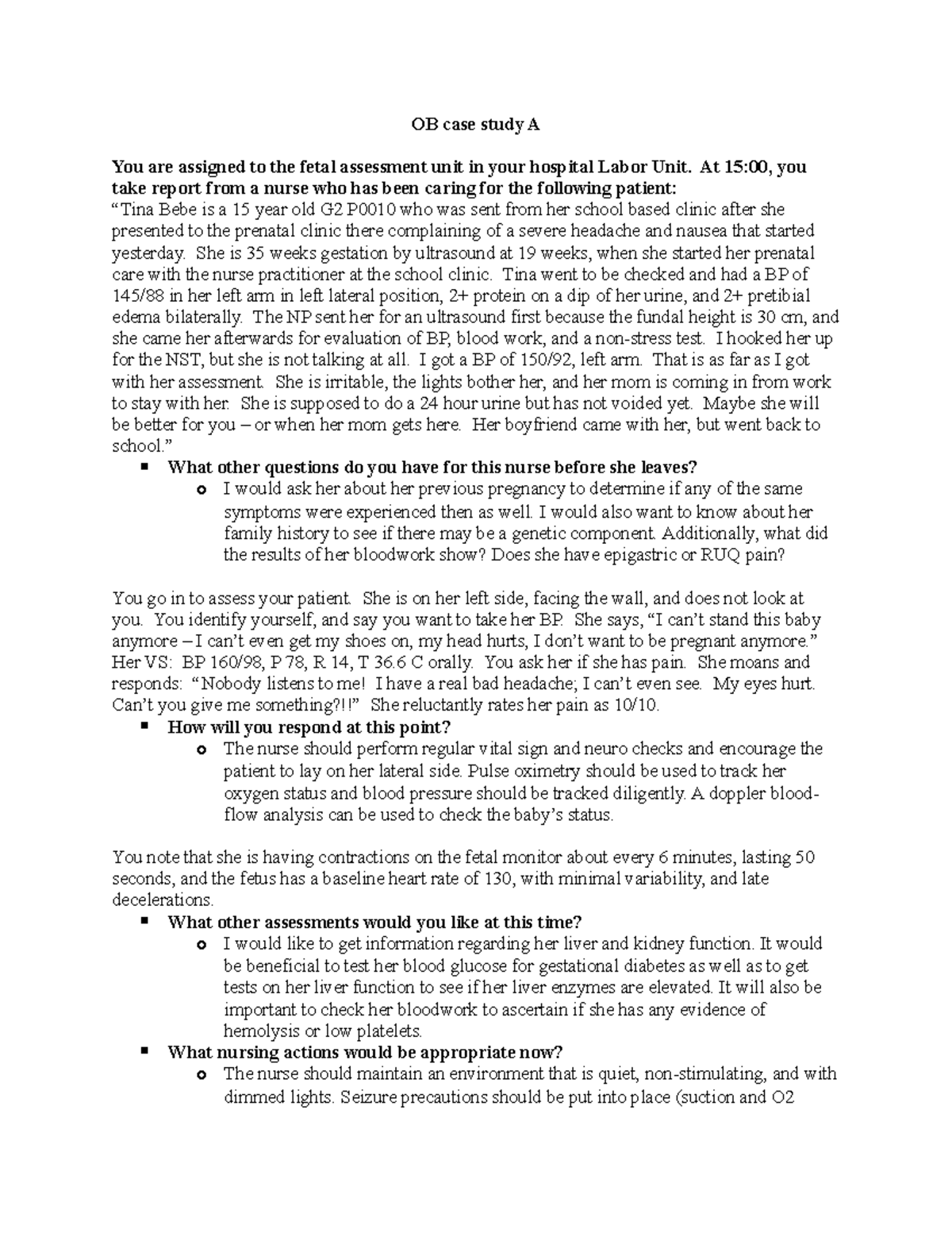 ob case study with solution pdf