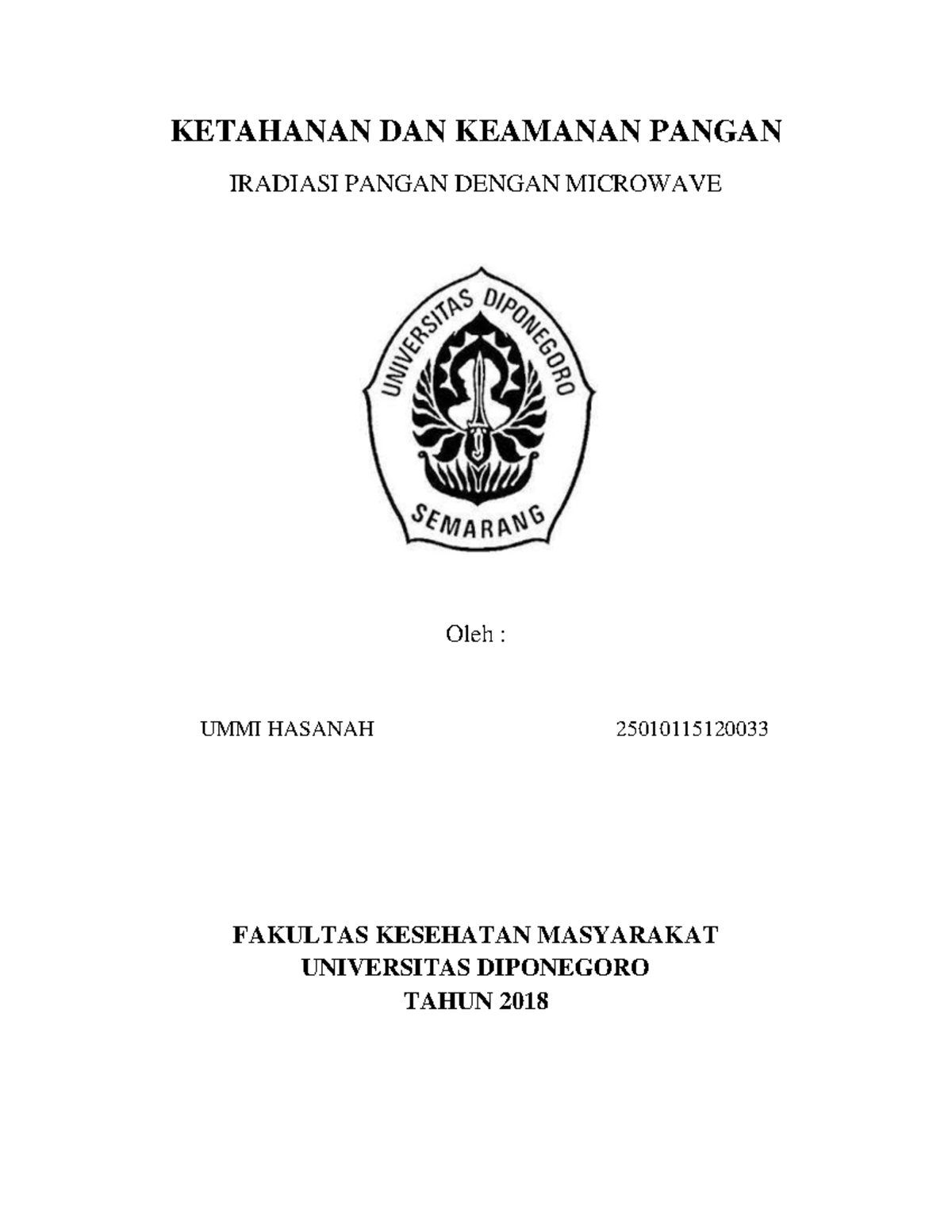 Makalah Iradiasi Pangan Dengan Microwave Studocu
