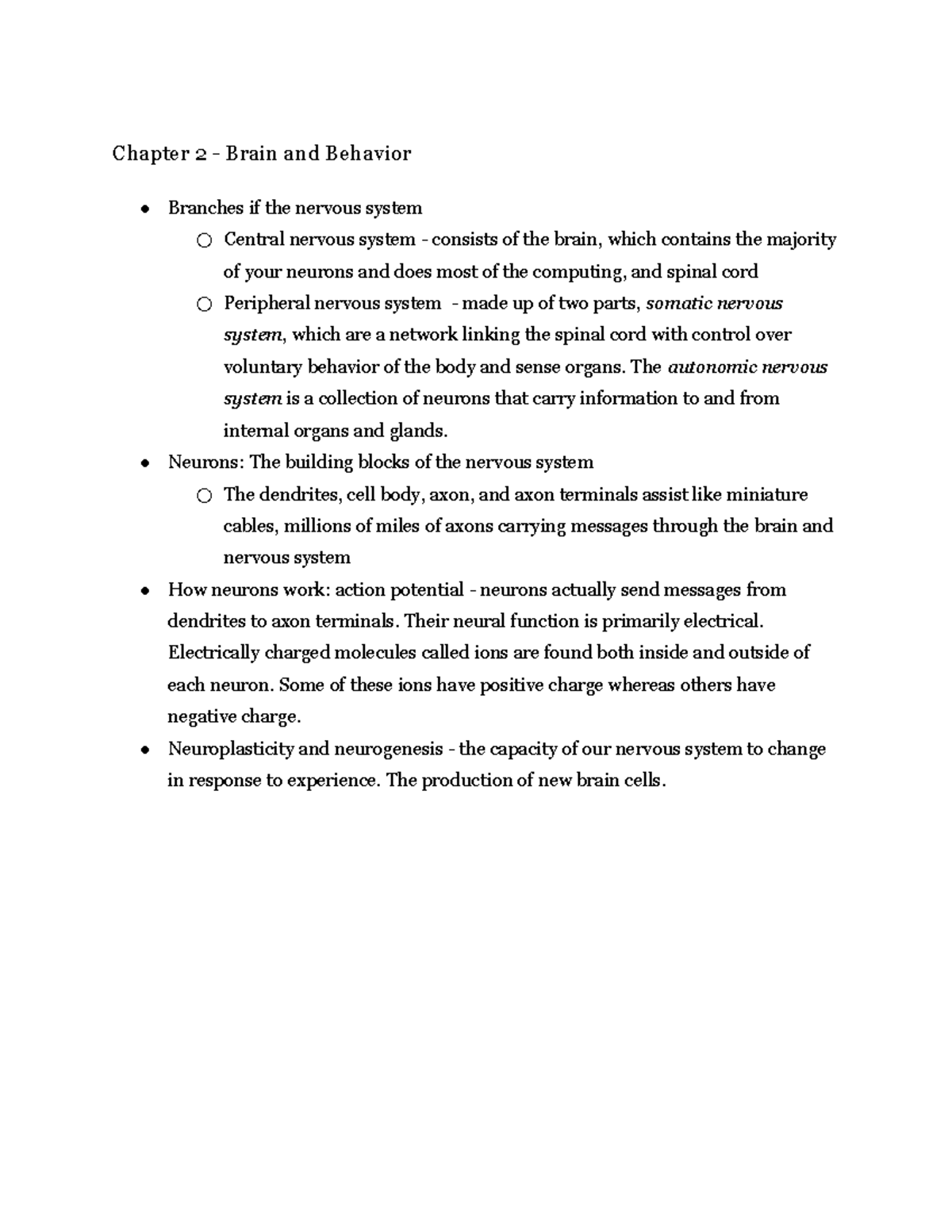 Psych - Chapter 2 - Chapter 2 - Brain And Behavior Branches If The ...