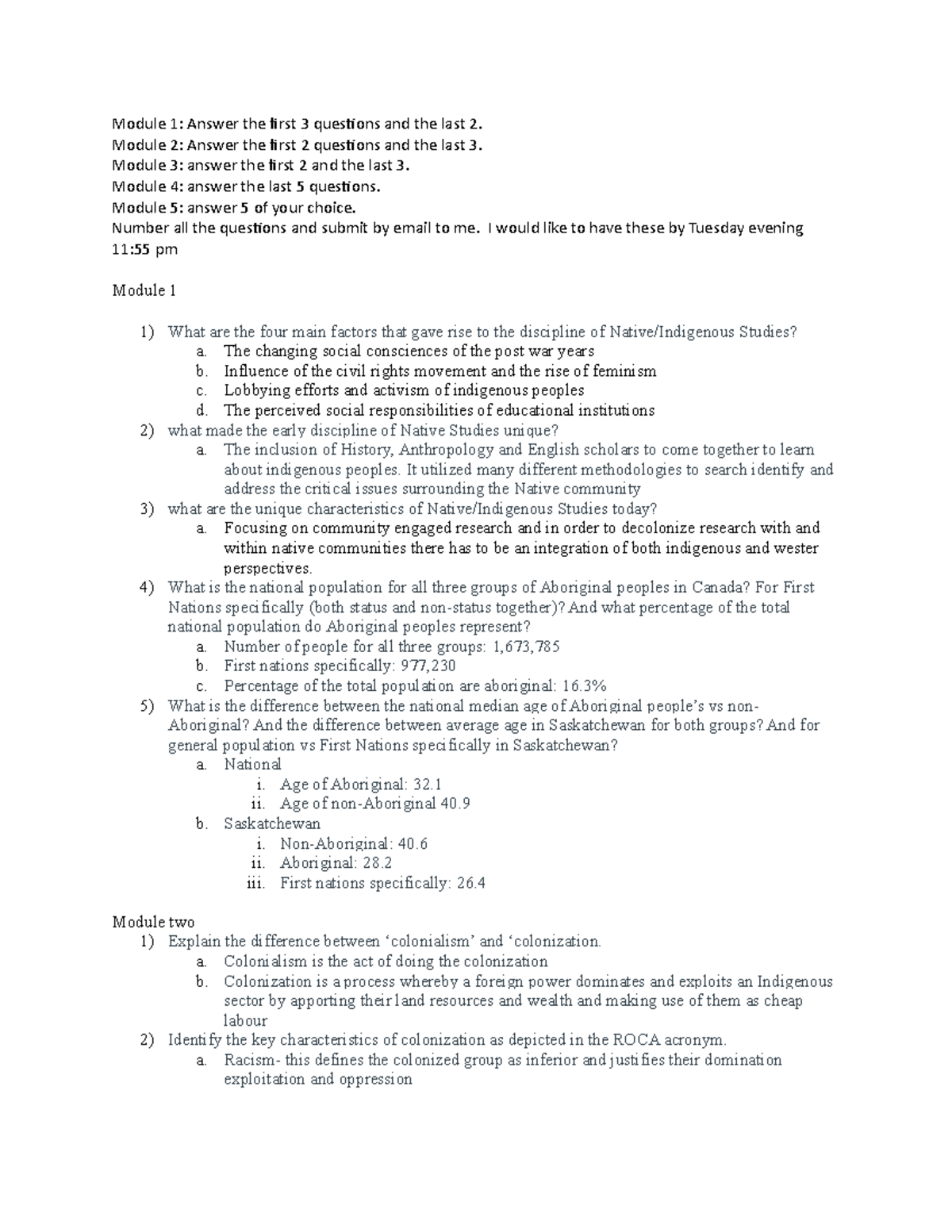 Midterm One Extra Assignment - Module 1: Answer the first 3 questions ...