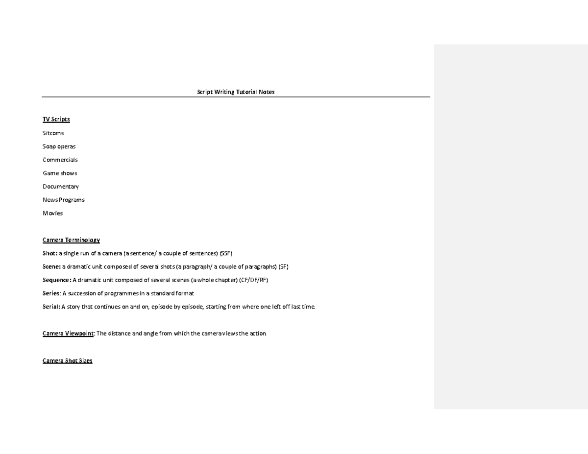 Script Writing Tutorial Notes 2022 - Script Writing Tutorial Notes TV ...