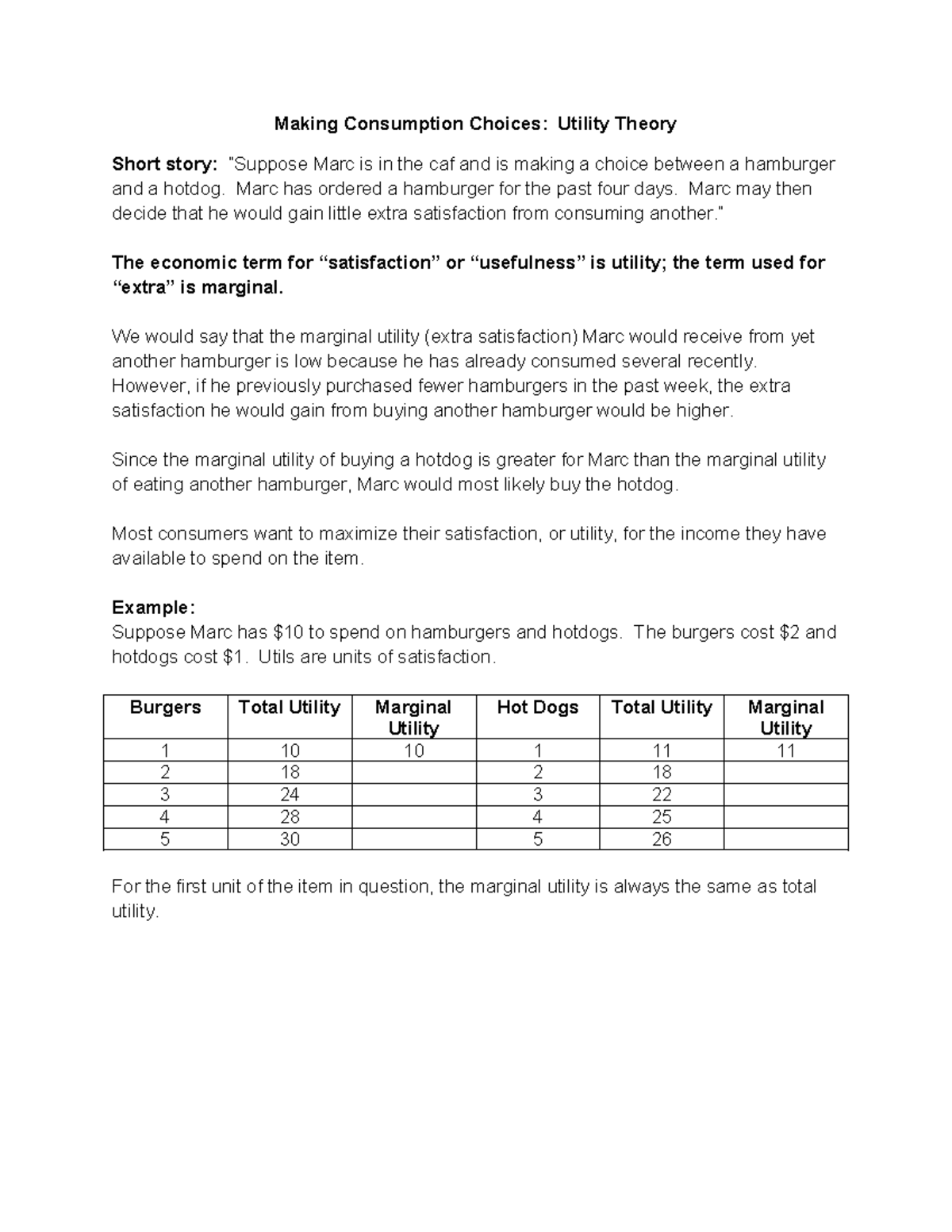 Utility Theory KIDAN Making Consumption Choices Utility Theory