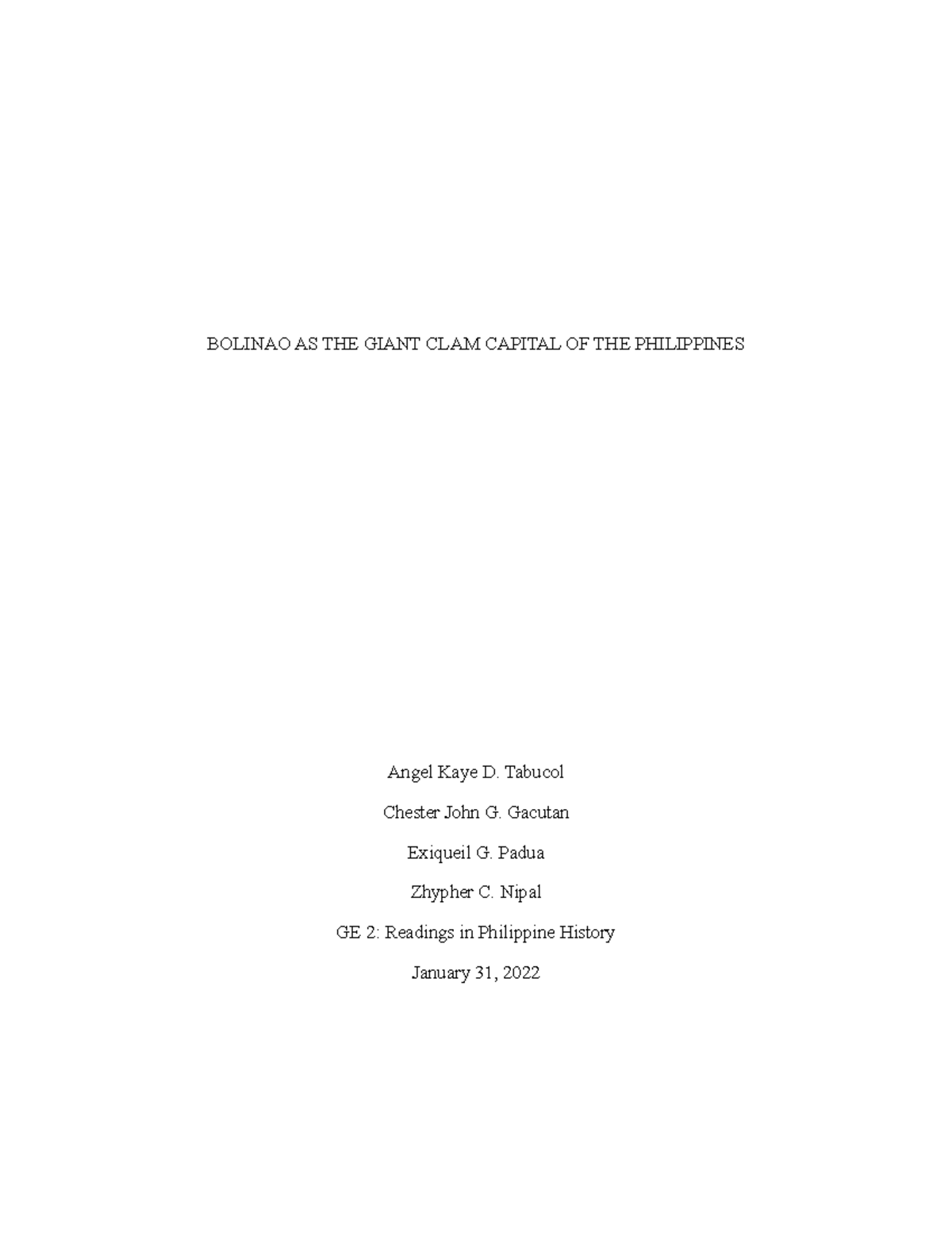 Bolinao as the Giant Clam Capitpal of the Philippines (Auto Recovered