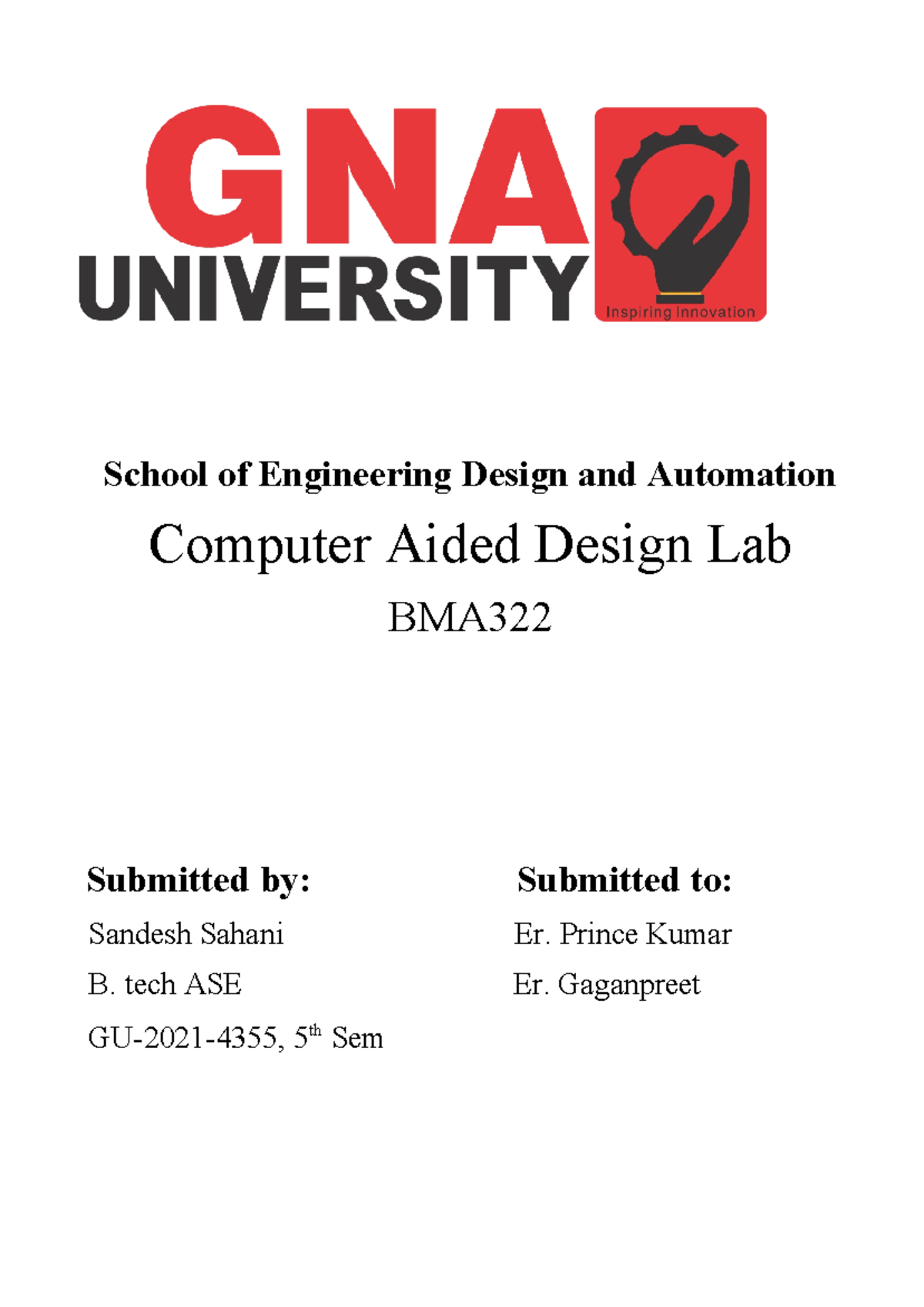 Sandesh CAD - report - School of Engineering Design and Automation ...