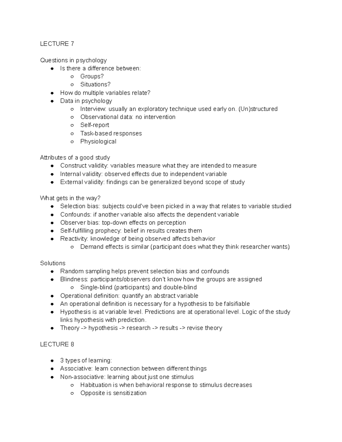 Unit 2 Notes - Experimental Design, Learning, Memory, Biases ...