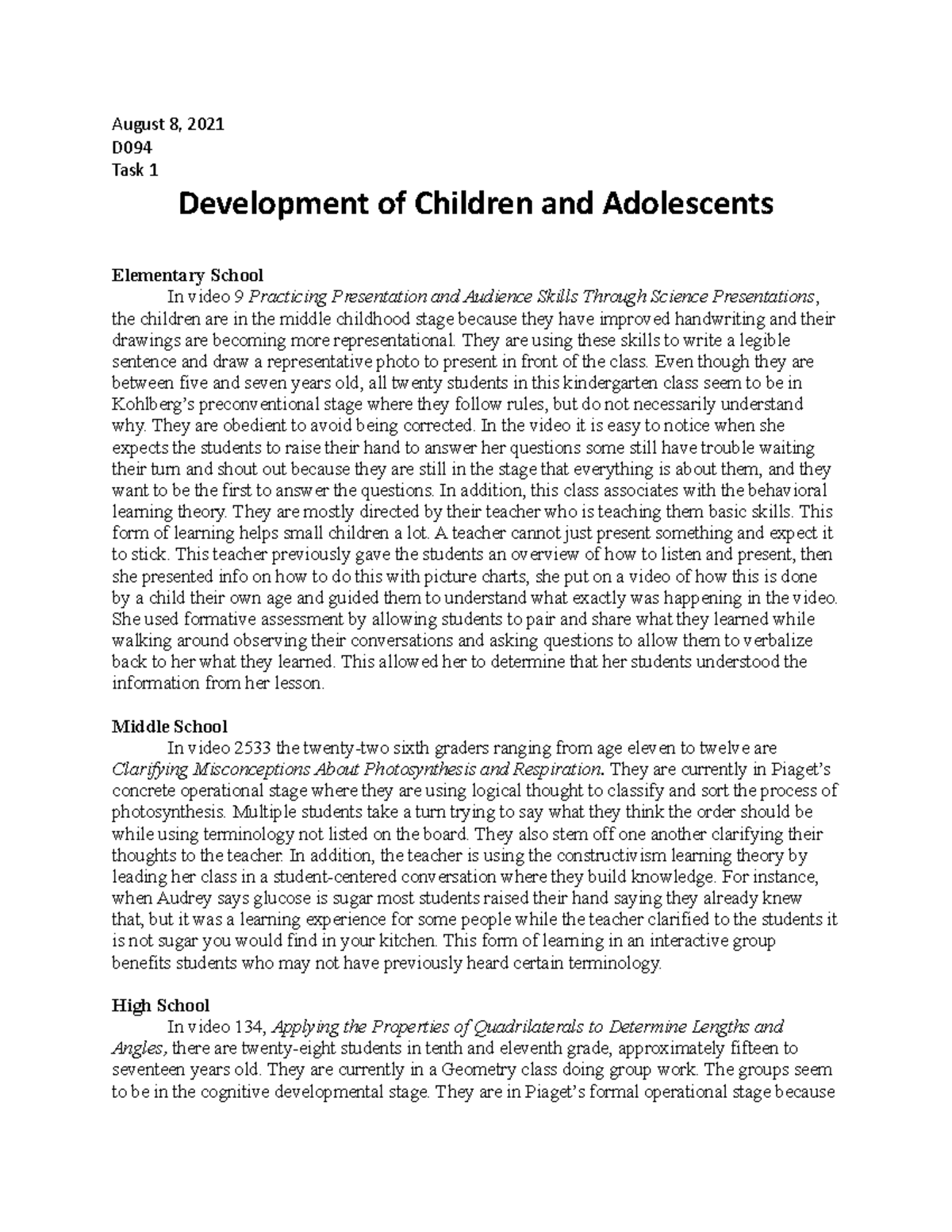 Task 1 Psychology-5 - I passed this one. Not an easy course - August 8 ...