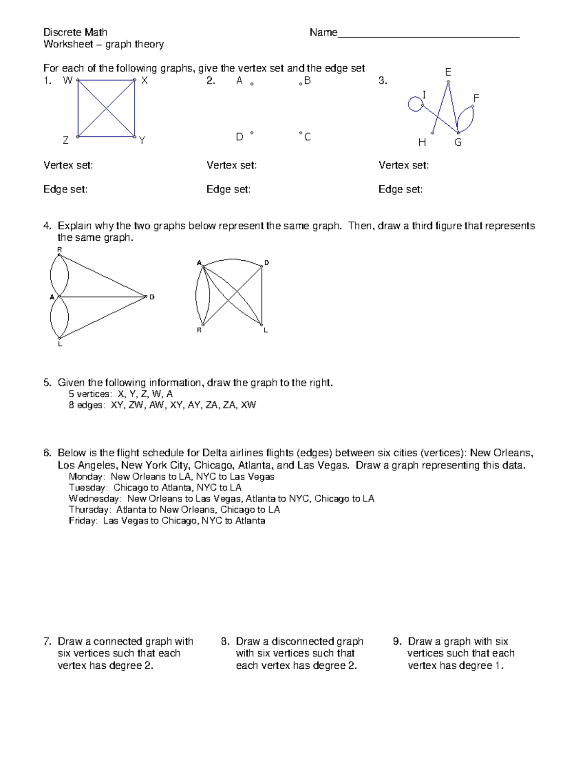 Worksheet - day 1 - graph theory - Discrete Math Name ...