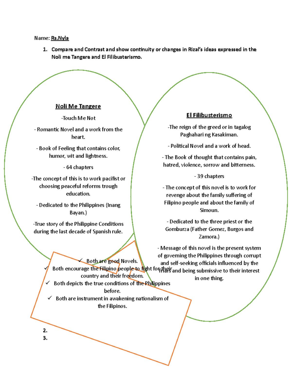 Lesson Assignment Docx Compare And Contrast The Noli Me Tangere From El Filibusterismo 3780