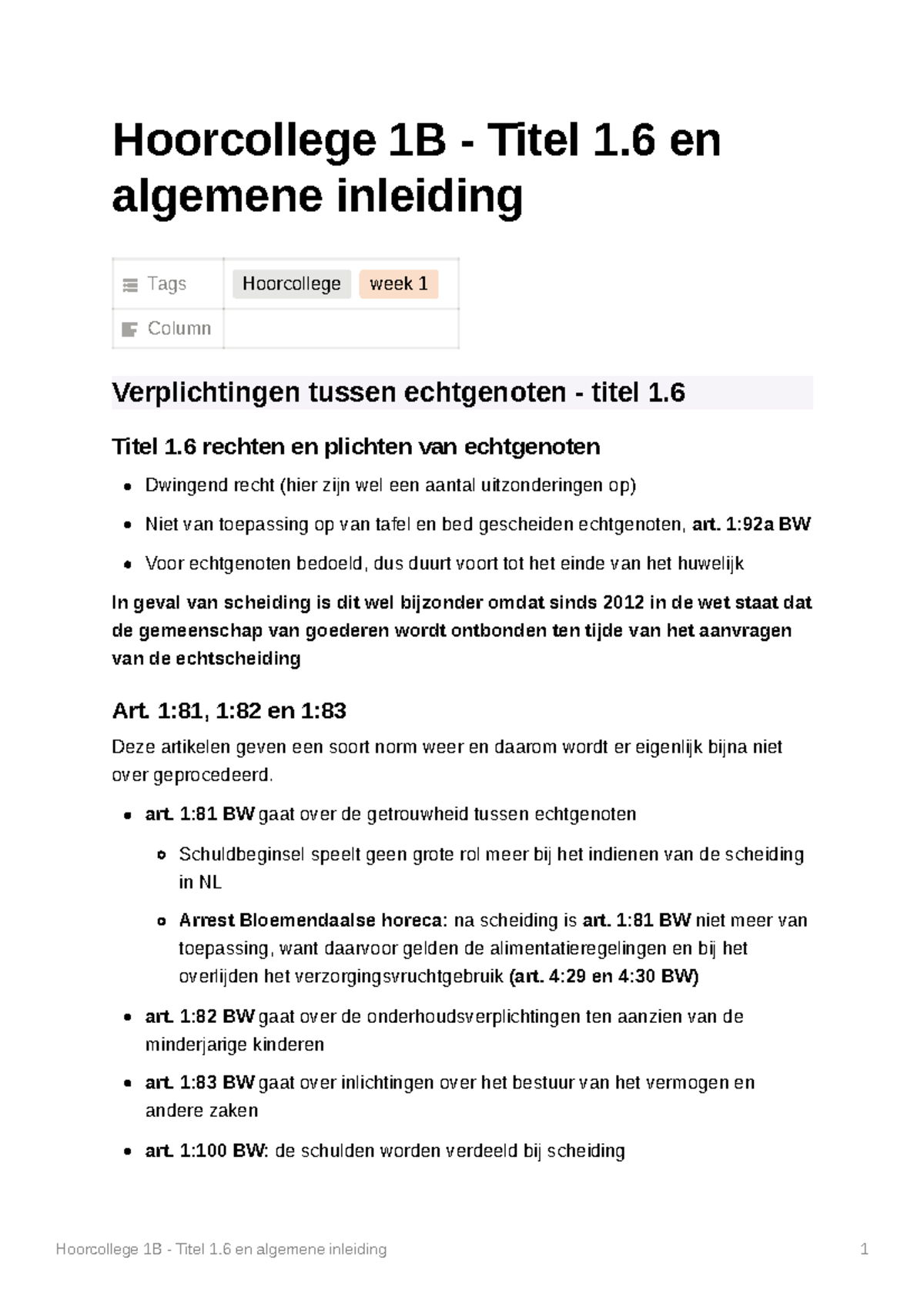 Hoorcollege 1B - Titel 1.6 En Algemene Inleiding - Titel 1 Rechten En ...