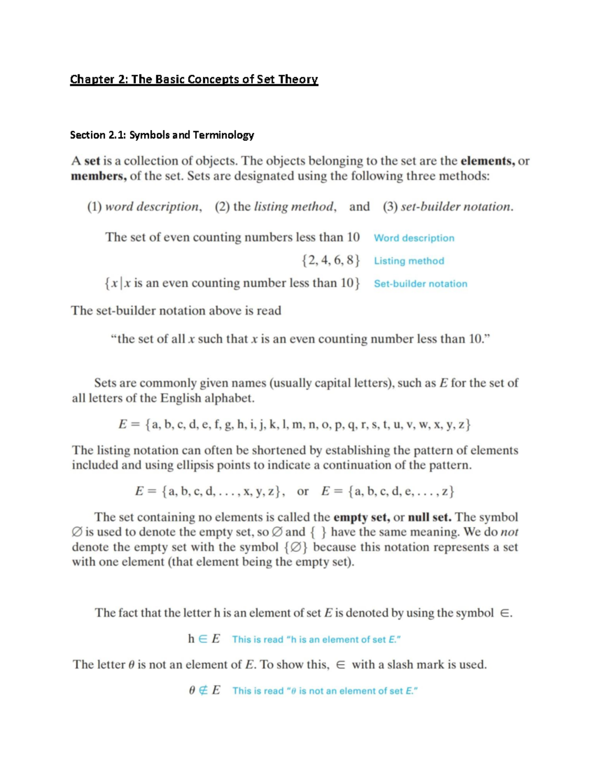 Section 2.1 - Professor Tromp - Chapter 2: The Basic Concepts Of Set ...