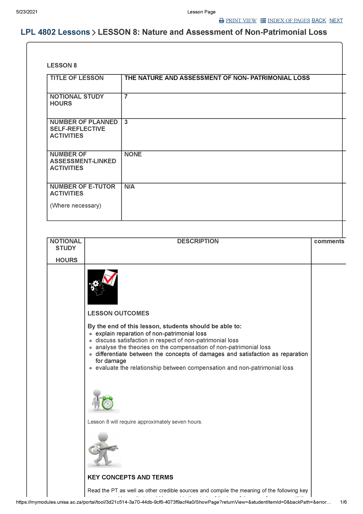 Lesson 8 nature and assessment of non-patrimonial loss - PRINT VIEW ...