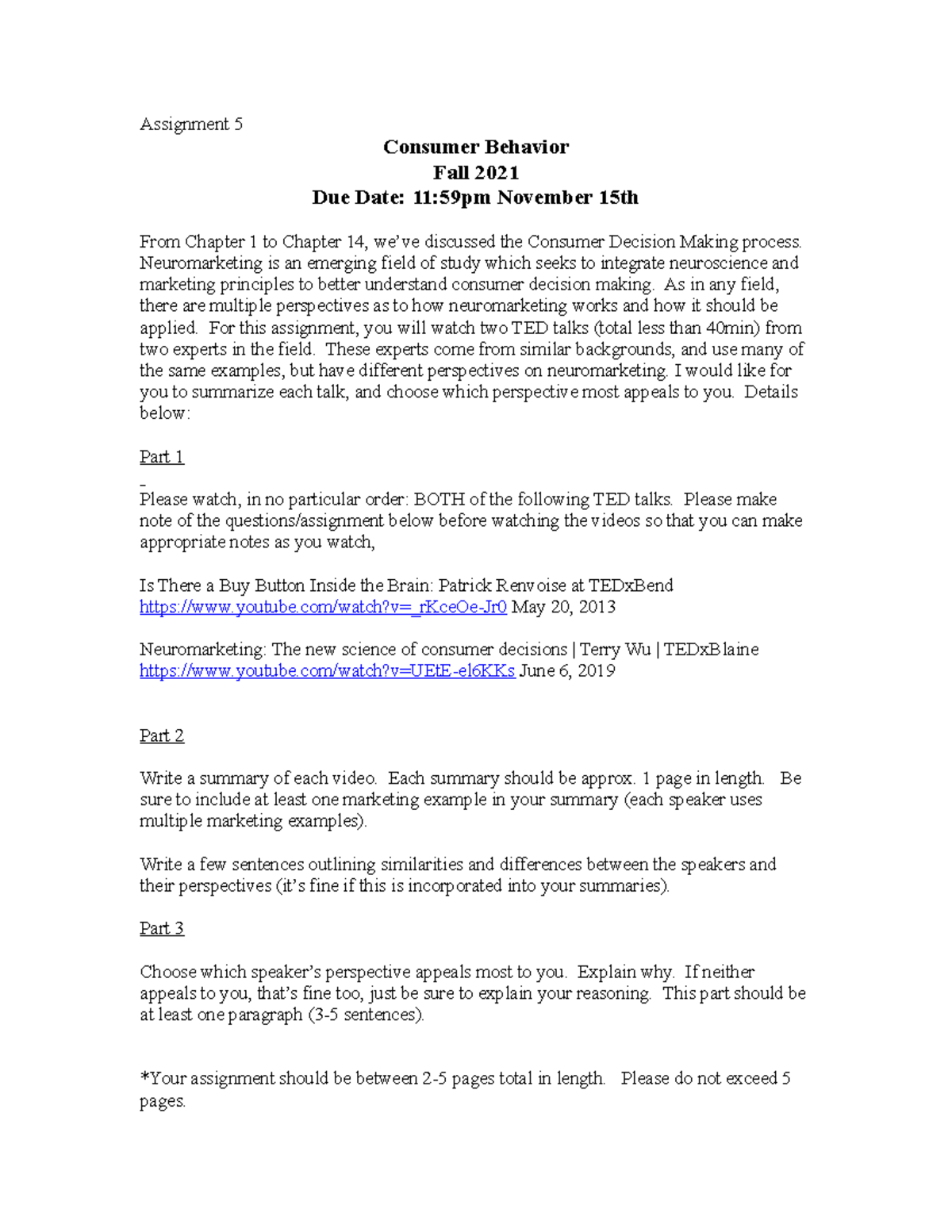 CB Assignment 5 (Neuromarketing) Fall 2021 Holloway - Assignment 5 ...