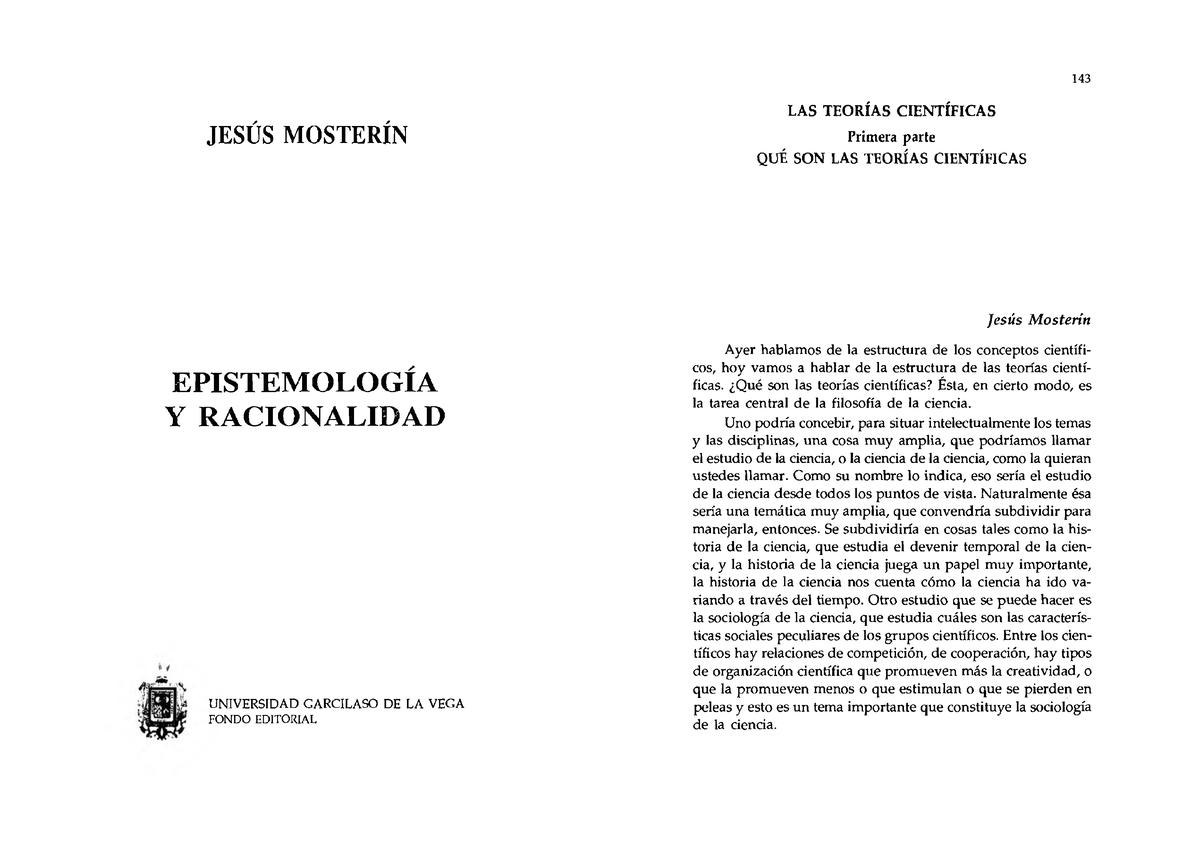 12 Mosterín Mosterin JesÚs MosterÍn EpistemologÍa Y Racionalidad Universidad Garcilaso De 4832