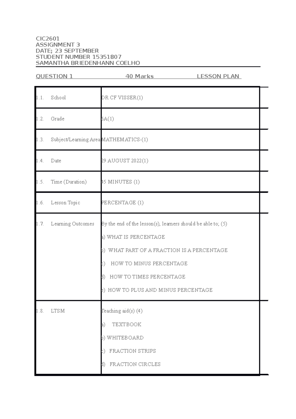 CIC2601 Assignment September - CIC ASSIGNMENT 3 DATE; 23 SEPTEMBER ...