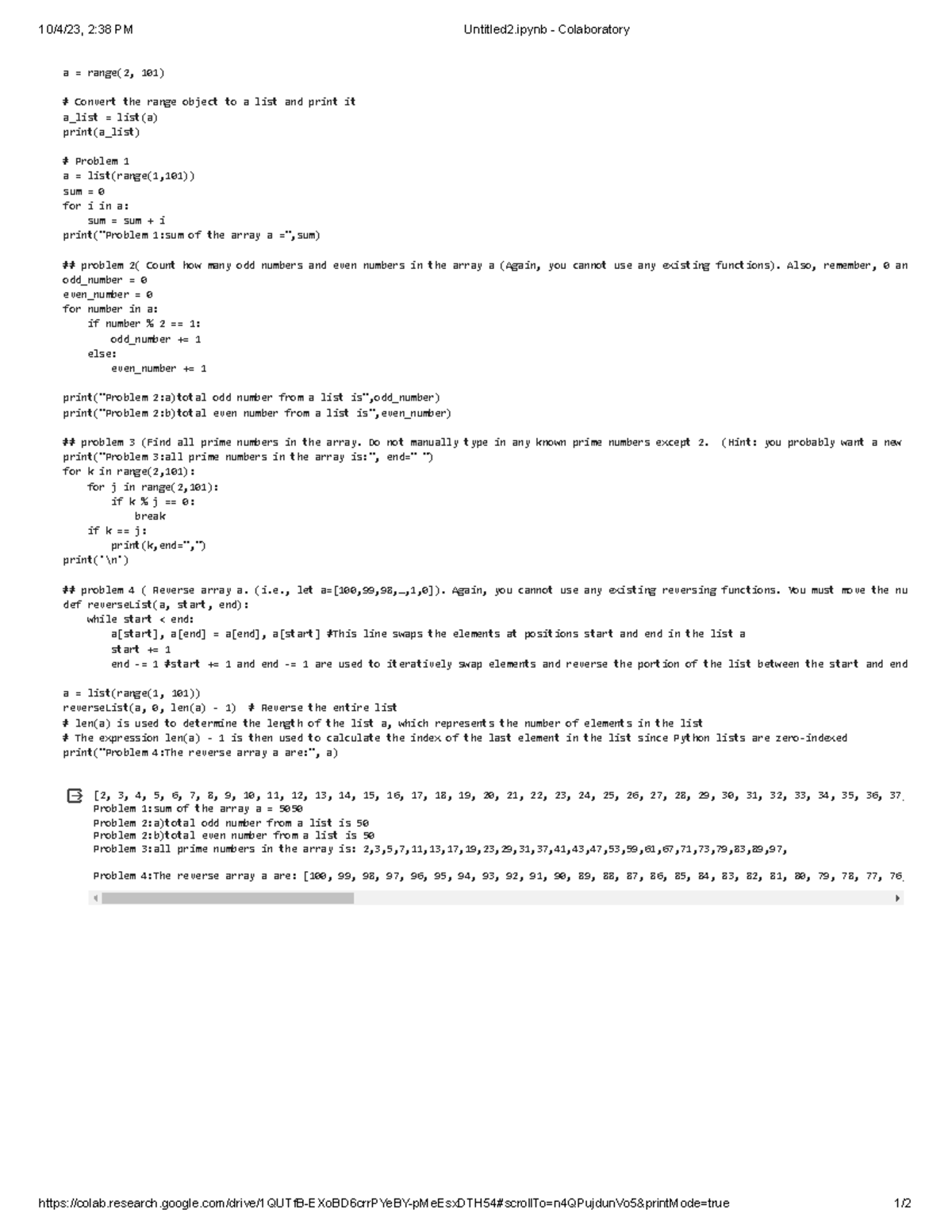 Homework 0 - 10/4/23, 2:38 PM Untitled2 - Colaboratory - Studocu