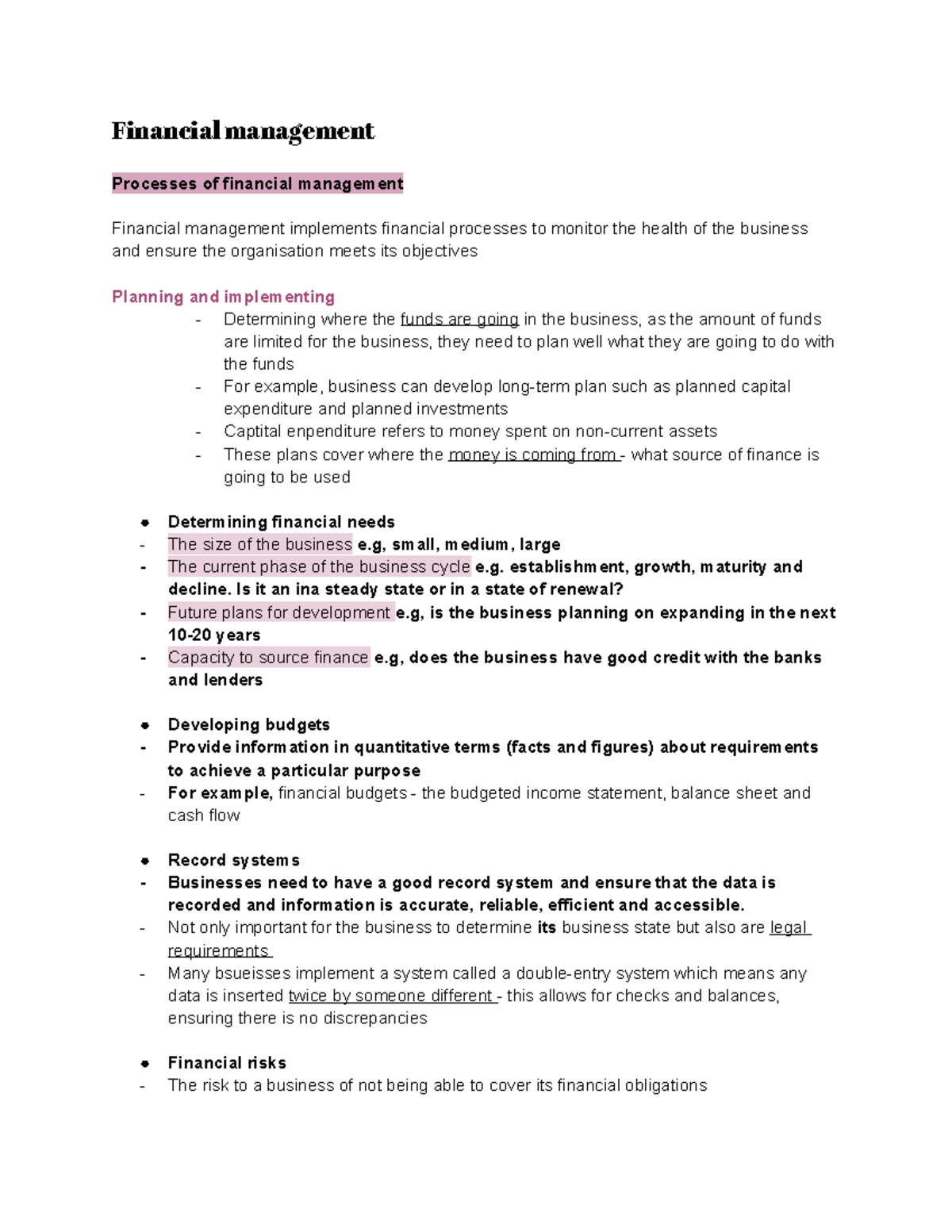 Financial management :) - Financial management Processes of financial ...