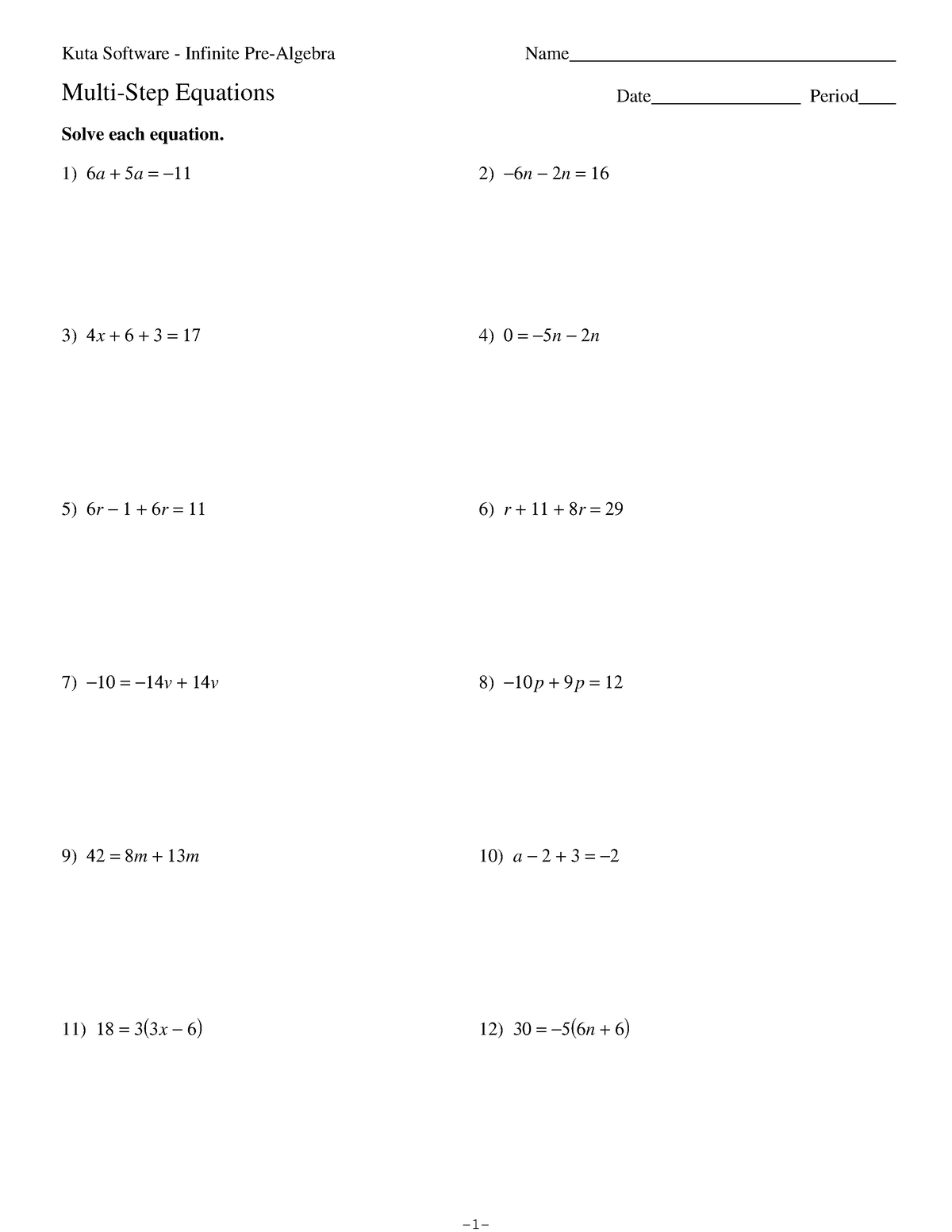 Multi-Step Equations - MAT133 - ©n Y 2 B 0 K 1 V 2 F HKguzttaj 6 SRohf ...