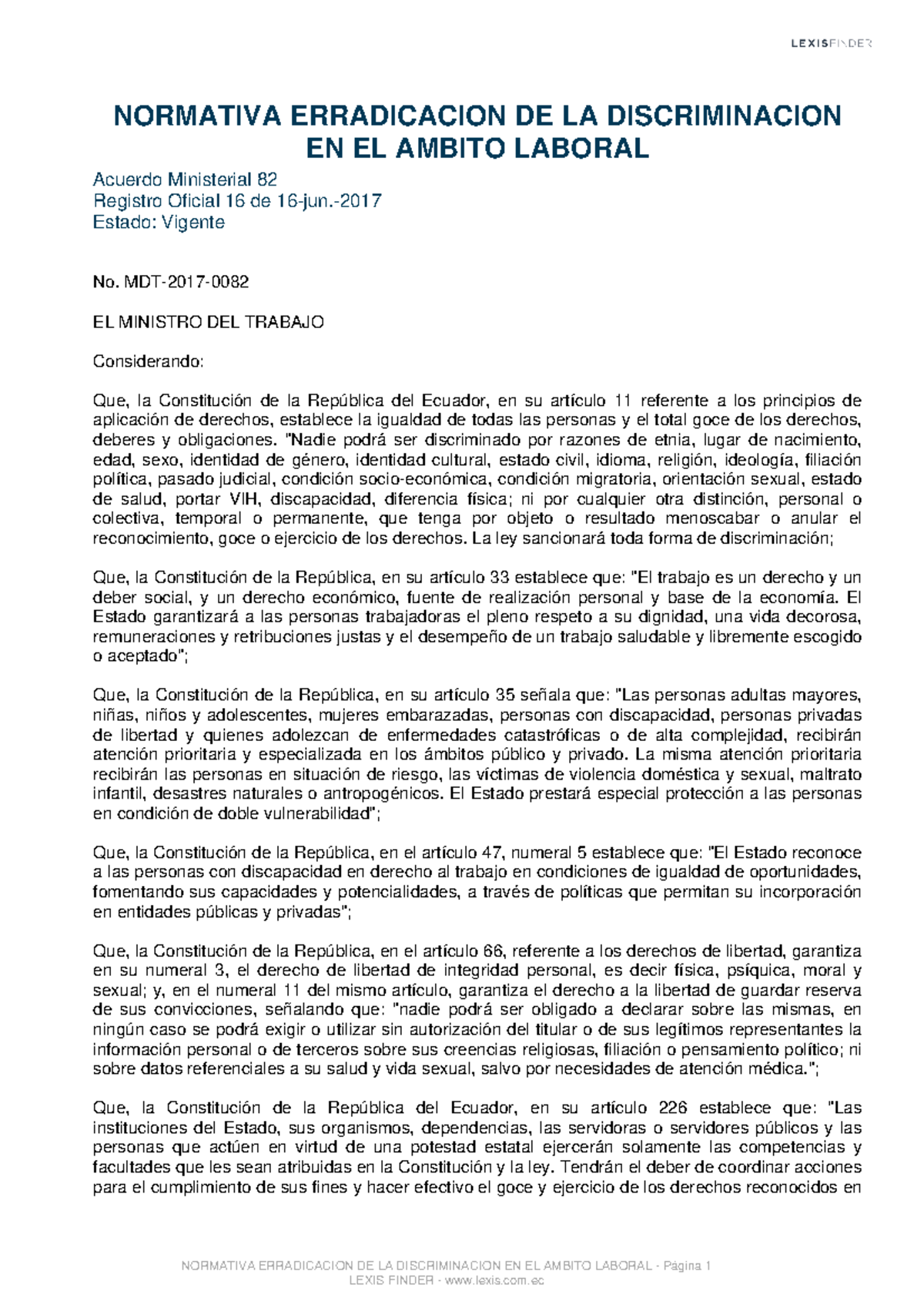 AM 82 Normativa Erradicacion DE LA Discriminacion - NORMATIVA ...