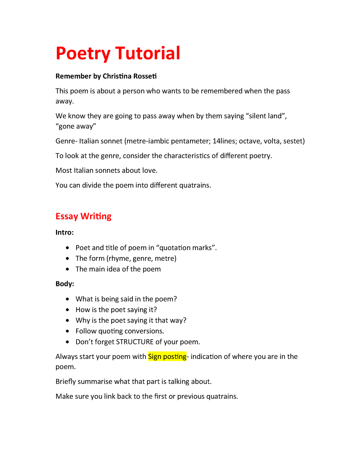 english poetry essay example