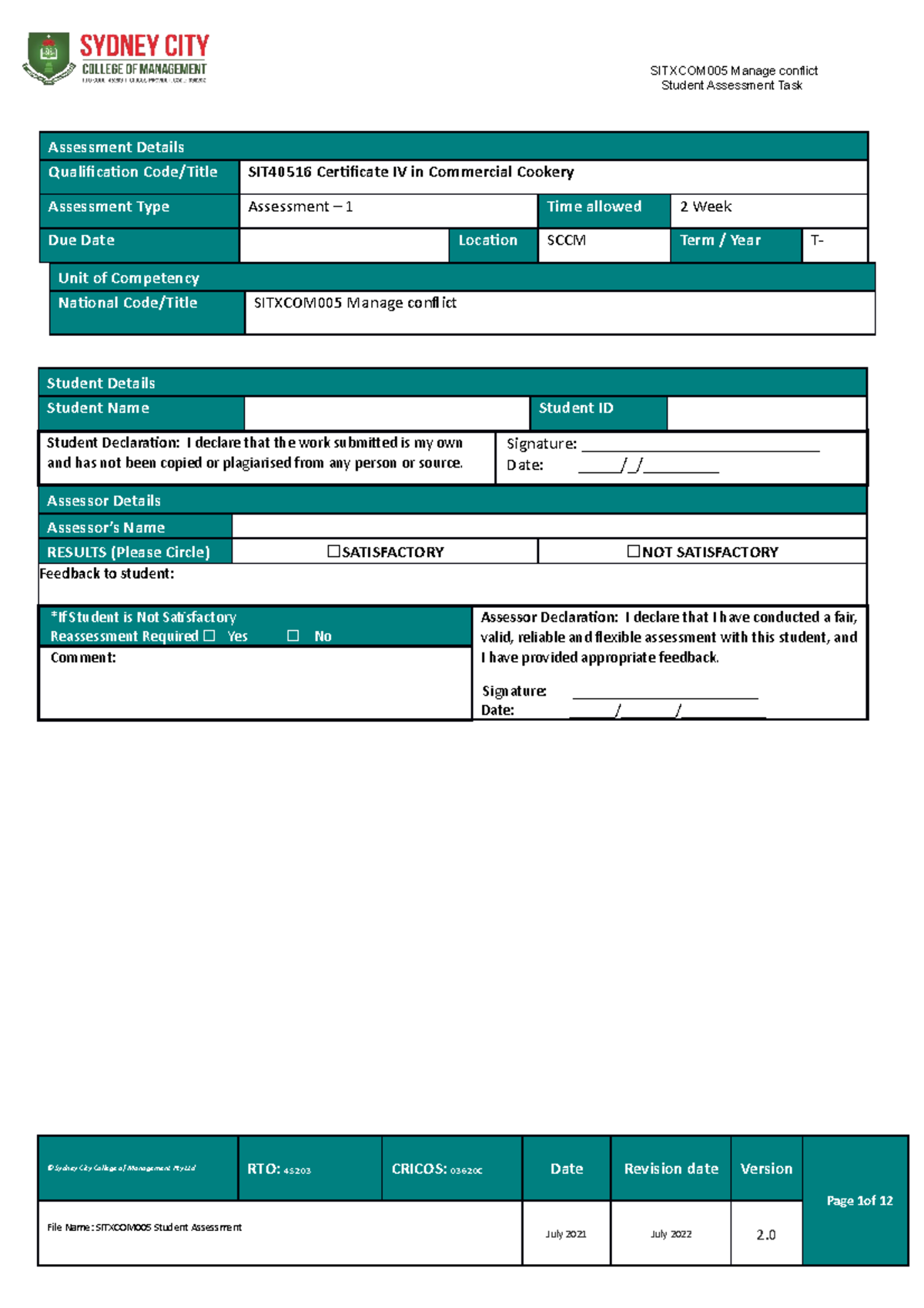 Sitxcom 005 Student Assessment Task 1 - Student Assessment Task ...