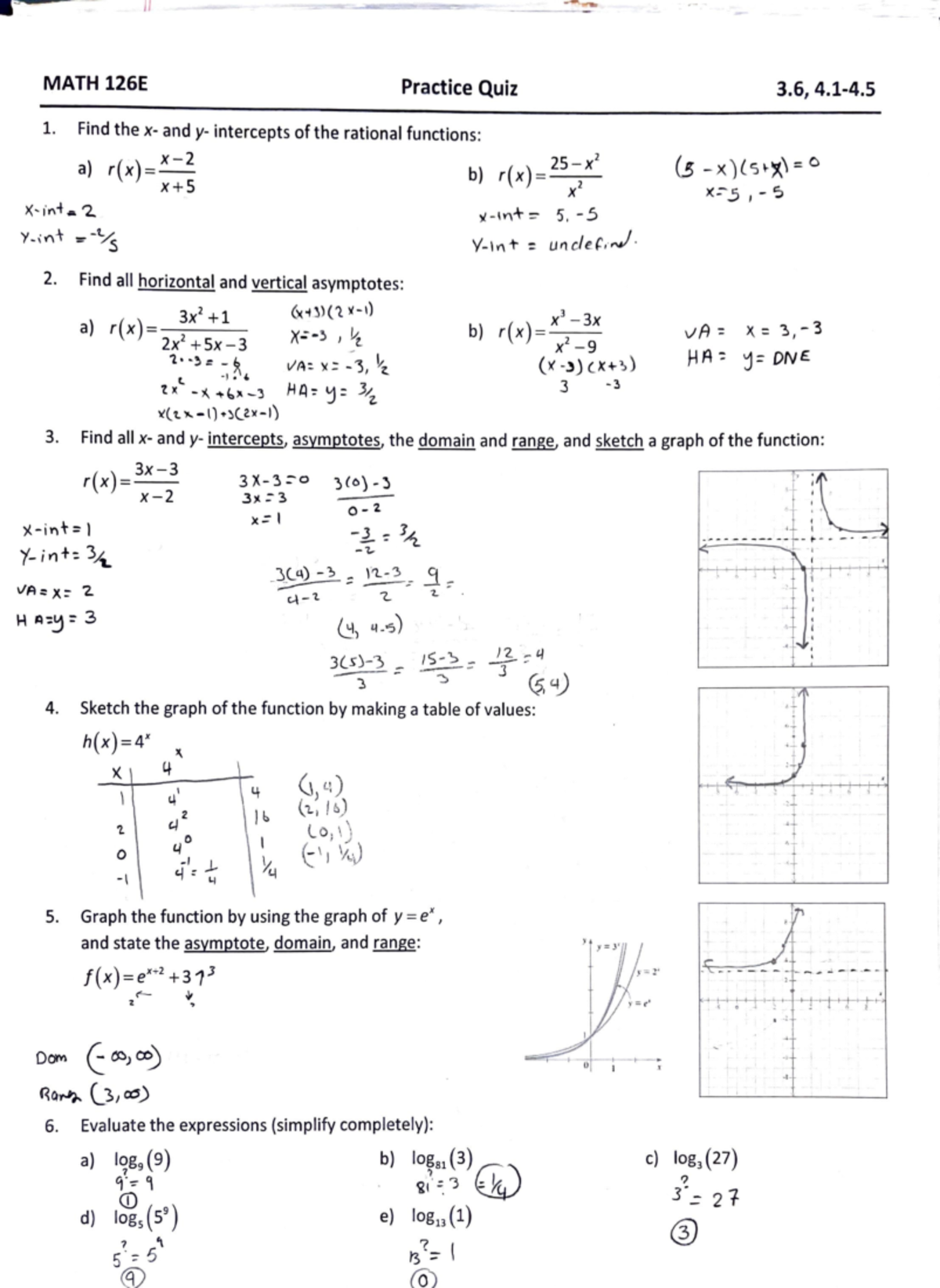 Math 126 practice quiz - Precalculus I Math 126 quiz - II MATH 126E ...