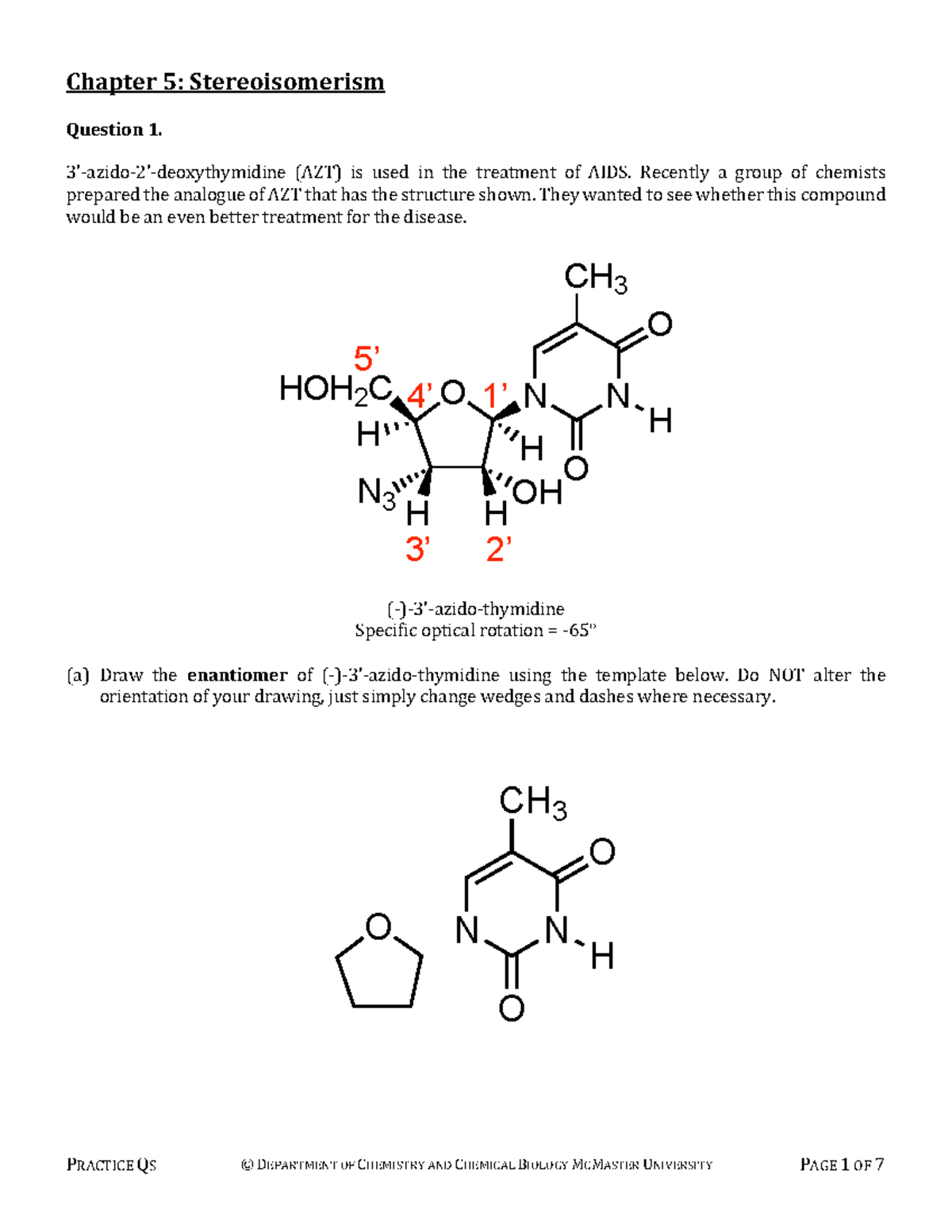 Chapter 5 - Chapter 5: Stereoisomerism **Question 1. ** 3’-azido-2 ...
