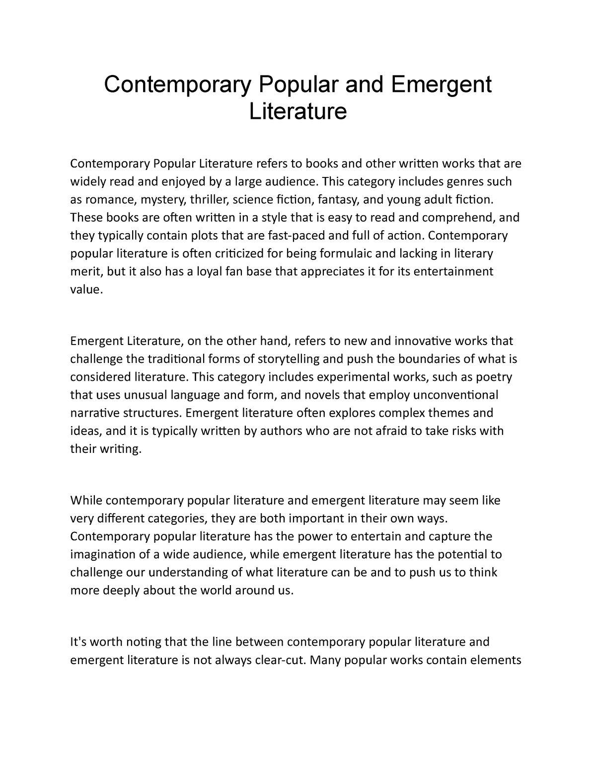 research papers on contemporary literature