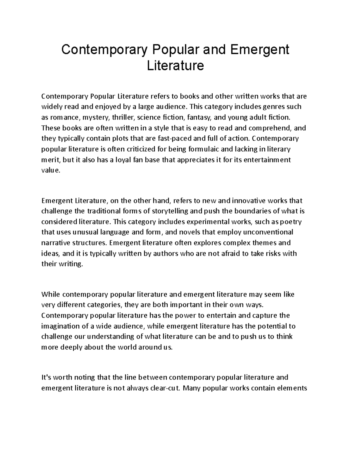 research papers on contemporary literature