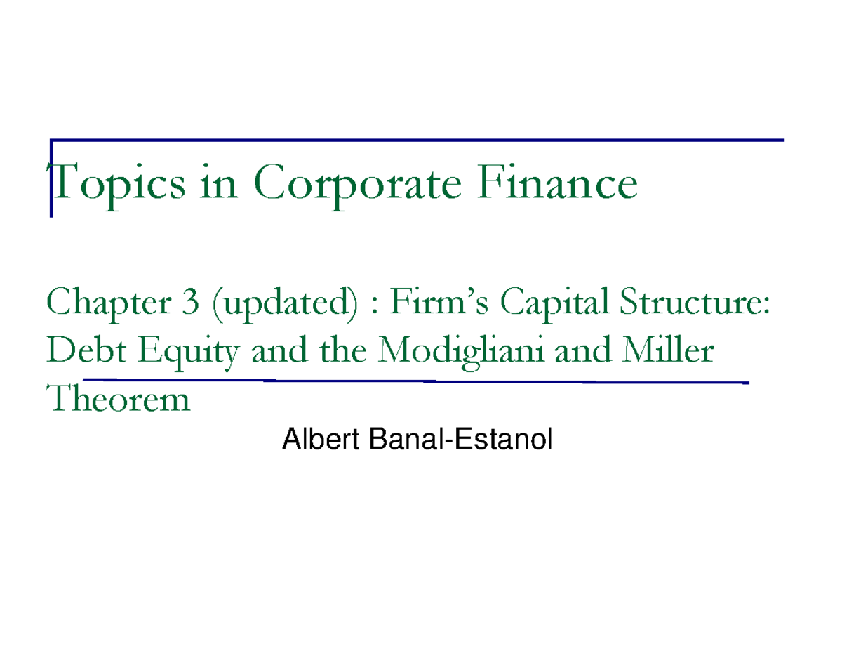 corporate finance topics research paper