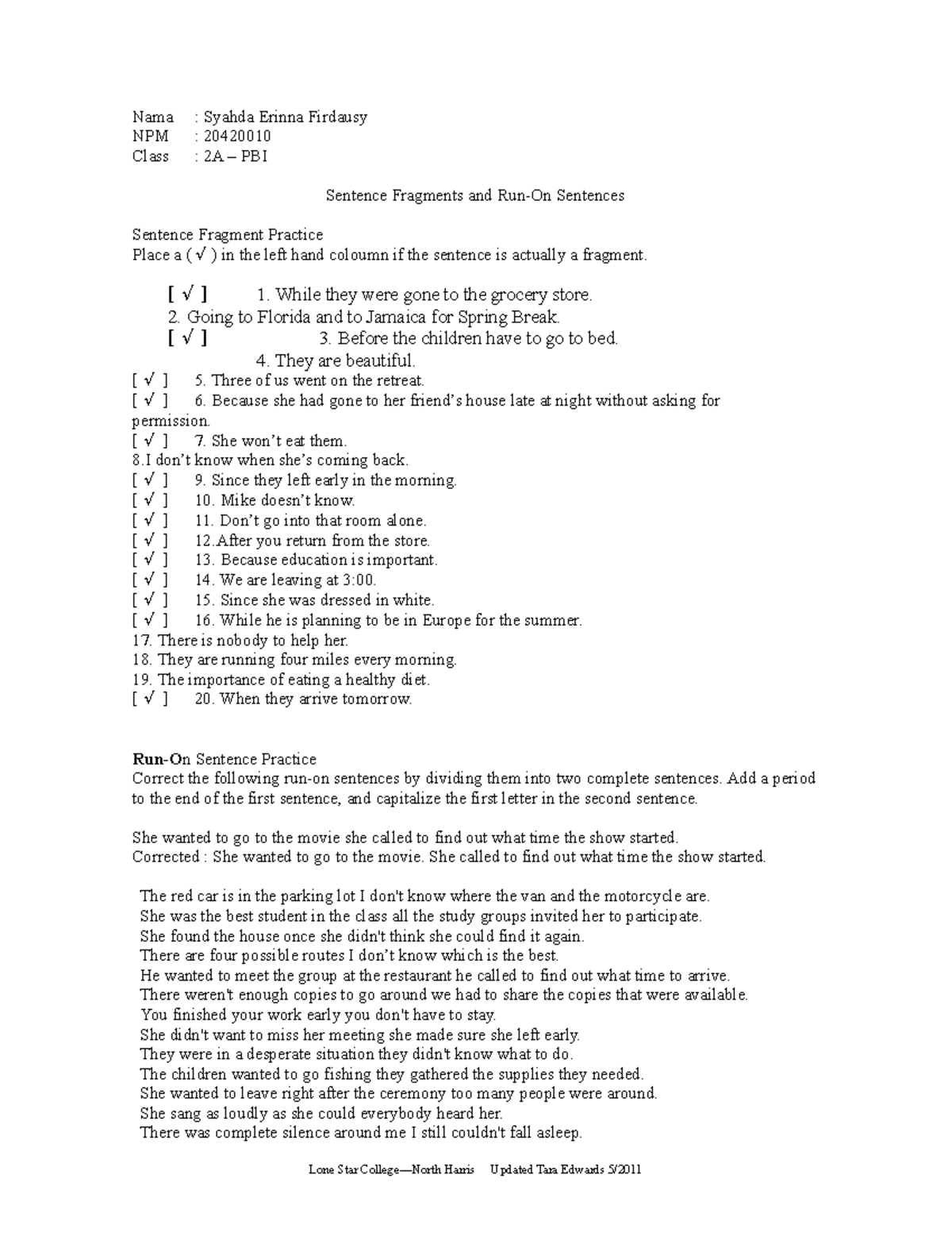 Writing Assignment Example - Lone Star College—North Harris Updated ...