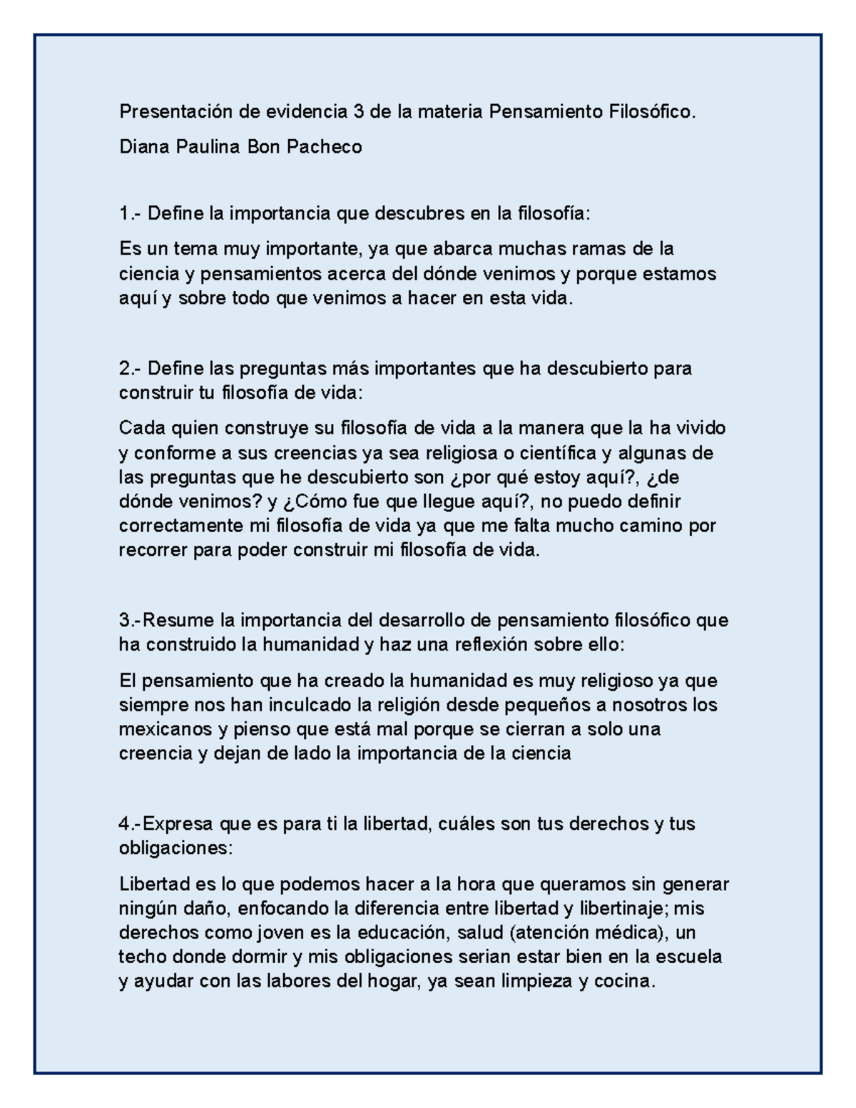 Presentación de evidencia 3 de la materia Pensamiento Filosófico ...