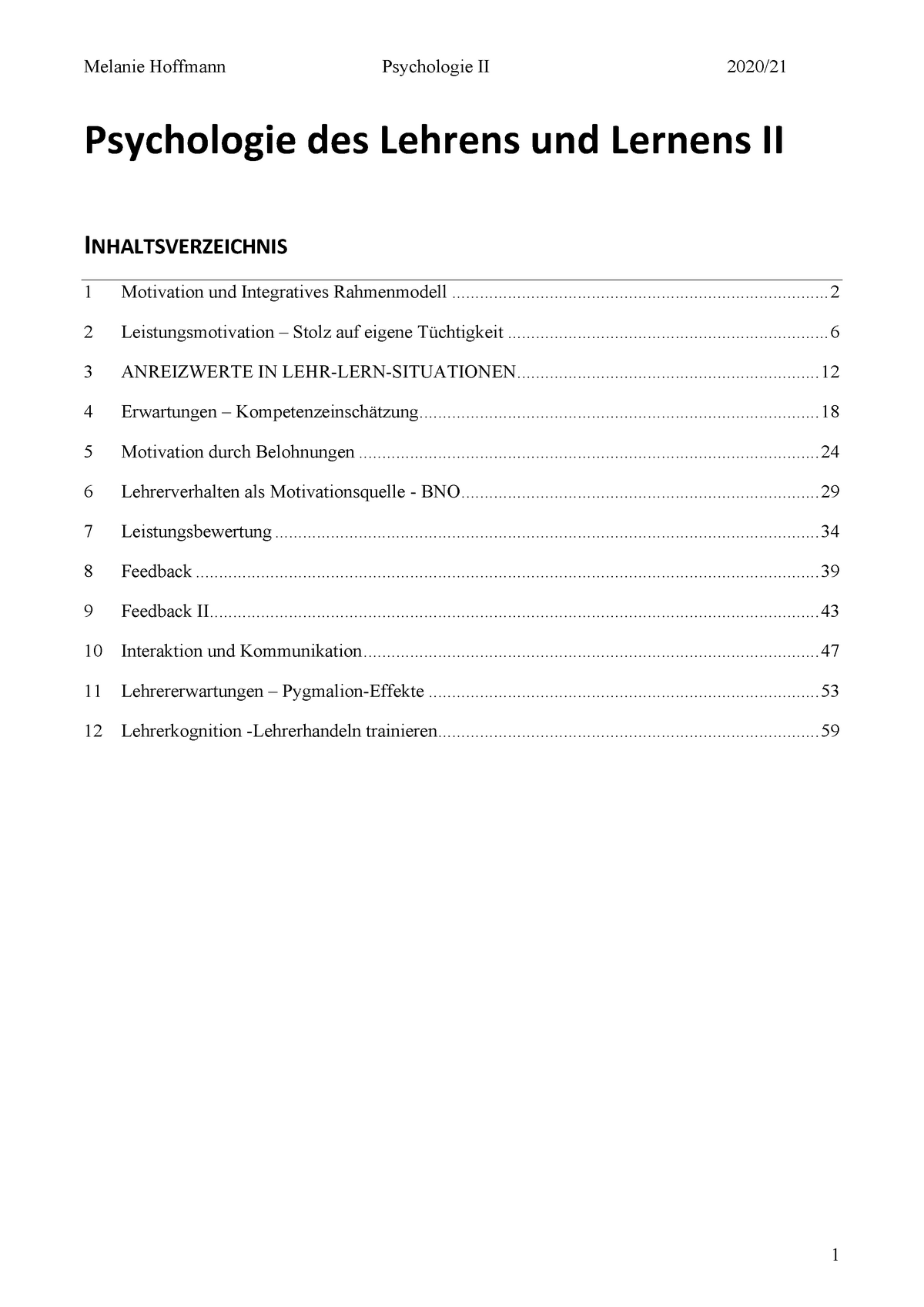 Psychologie 2 Lehramt - Vorlesungsnotizen Alle - Psychologie Des ...