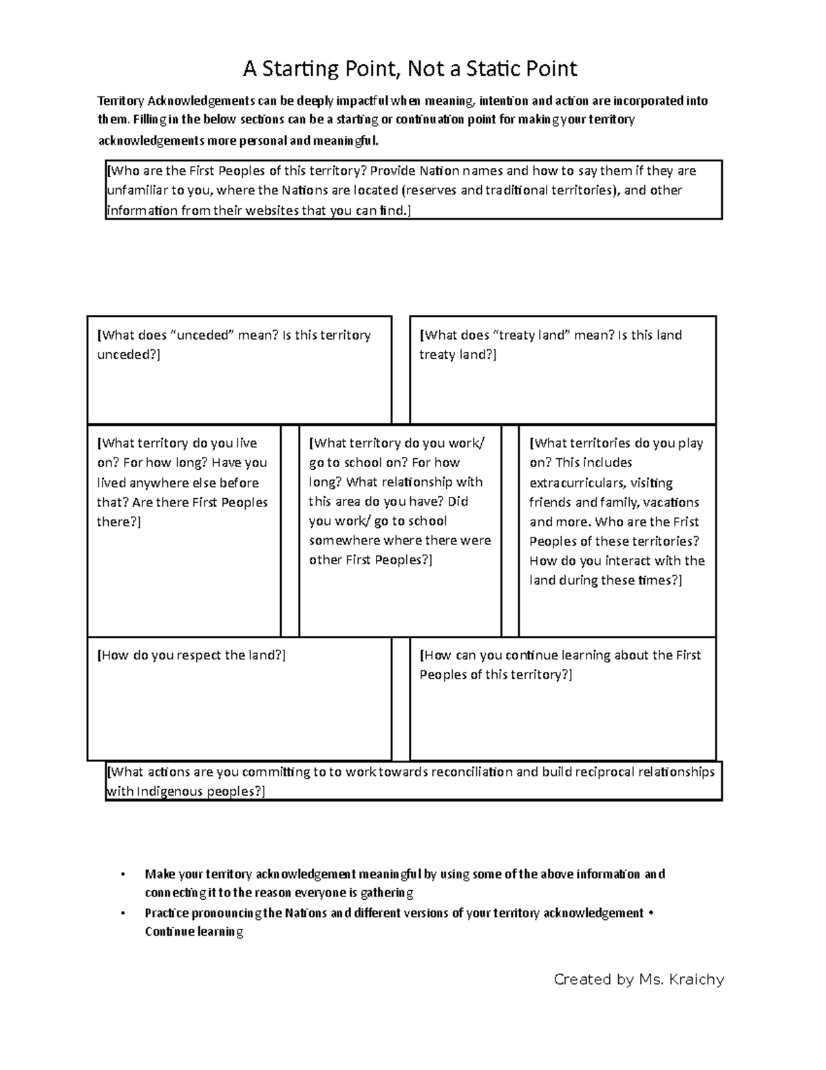 Creating a Territory Acknowledgement - A Starting Point, Not a Static ...