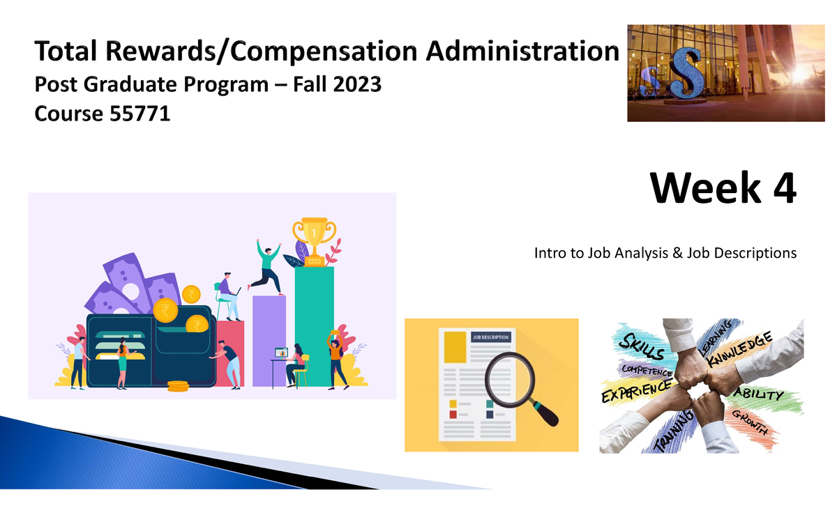 HRMT 55771 Week 4 Notes Week 4 Intro to Job Analysis & Job