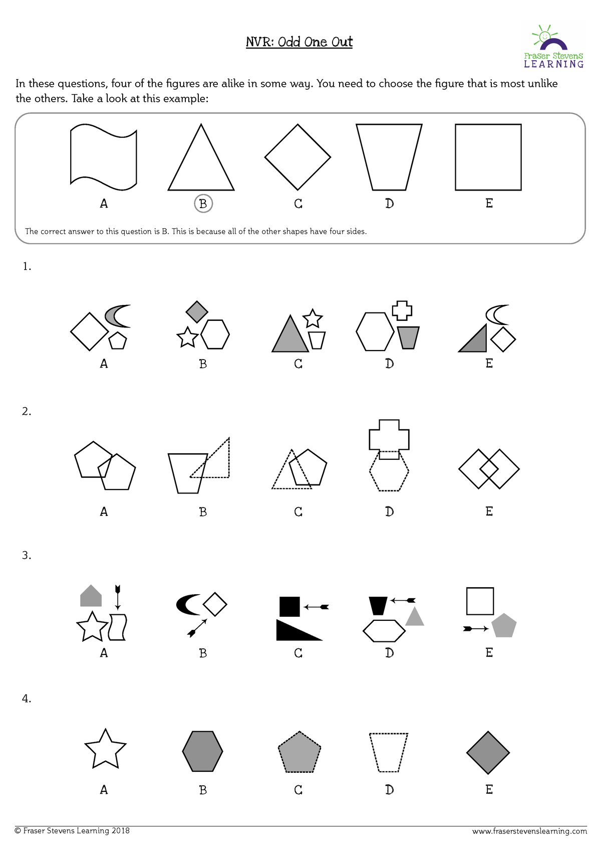 NVR Odd One Out Practice + Ans - In these questions, four of the ...